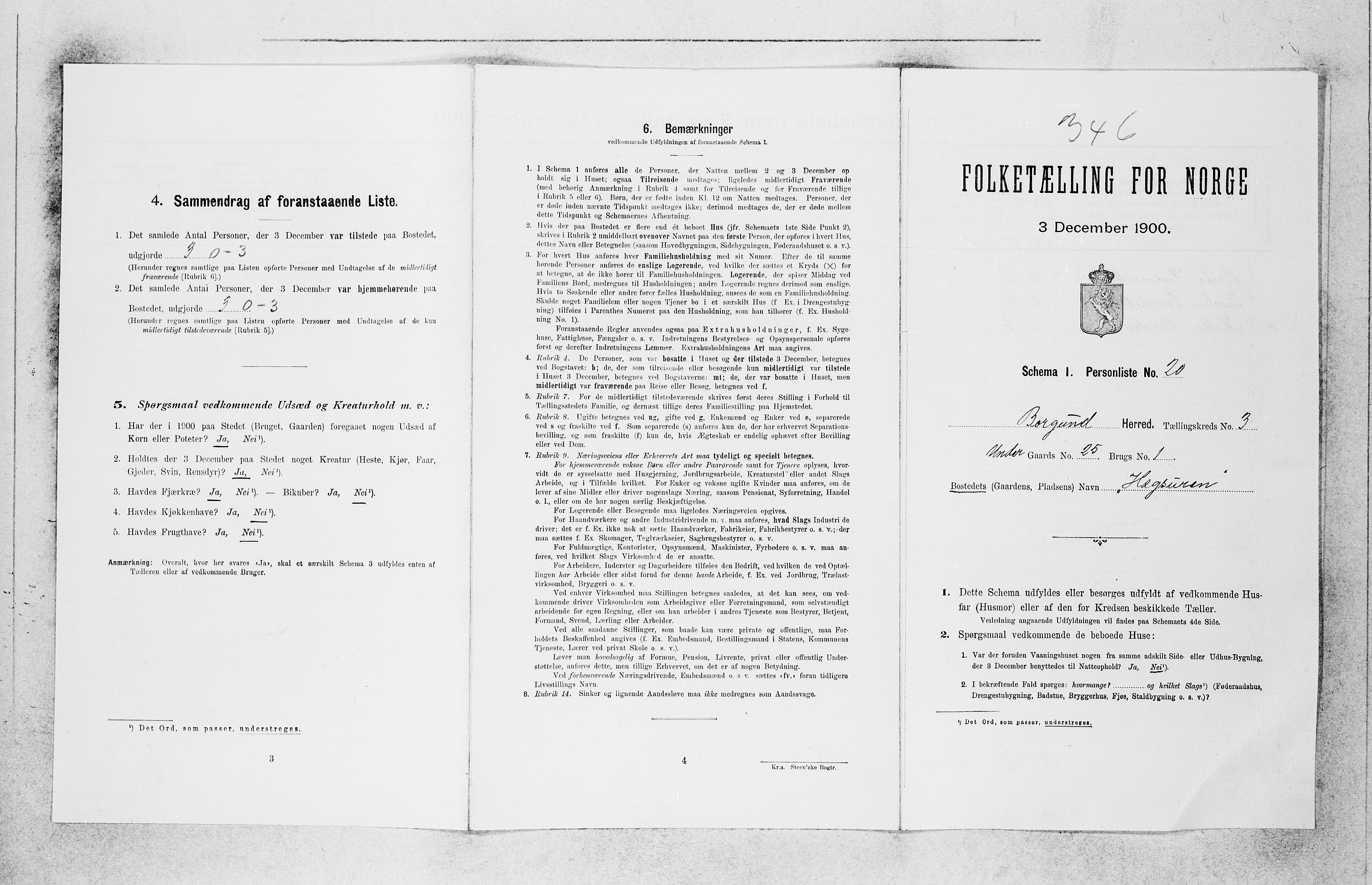 SAB, 1900 census for Borgund, 1900, p. 180