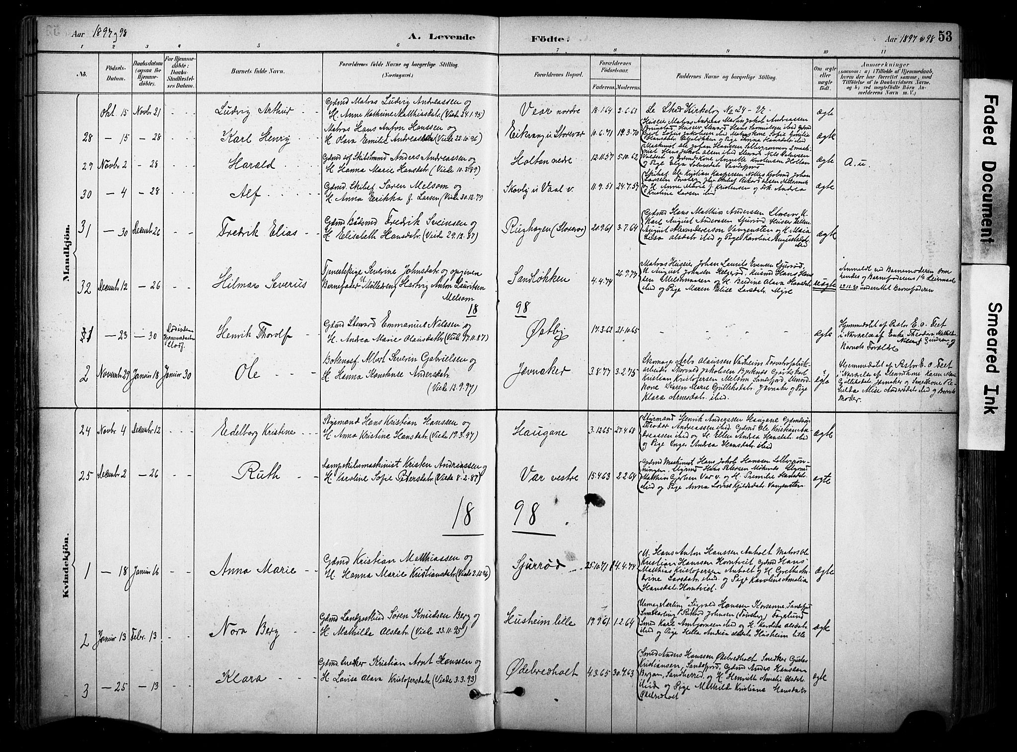 Stokke kirkebøker, SAKO/A-320/F/Fa/L0010: Parish register (official) no. I 10, 1884-1903, p. 53