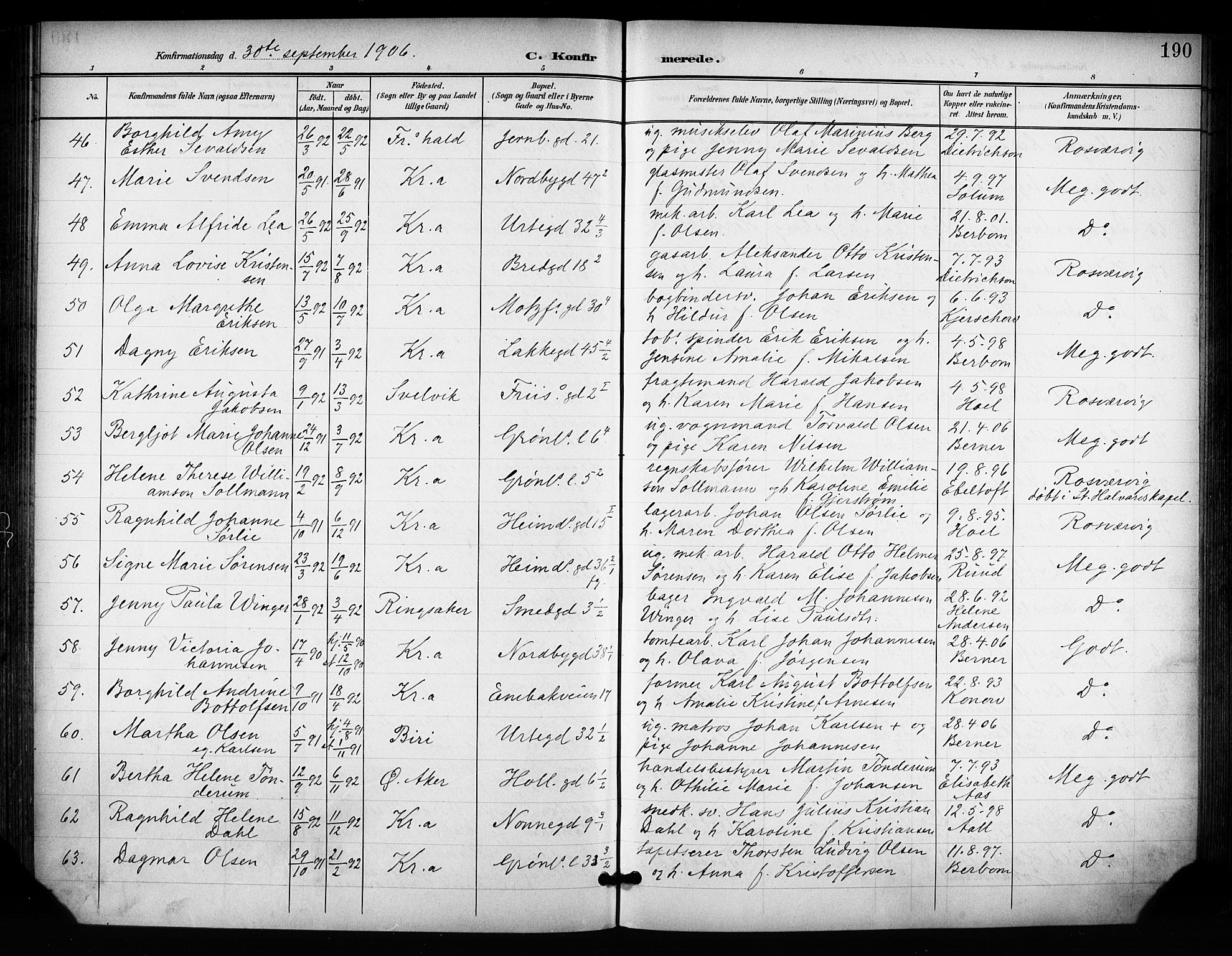 Grønland prestekontor Kirkebøker, SAO/A-10848/F/Fa/L0015: Parish register (official) no. 15, 1899-1919, p. 190