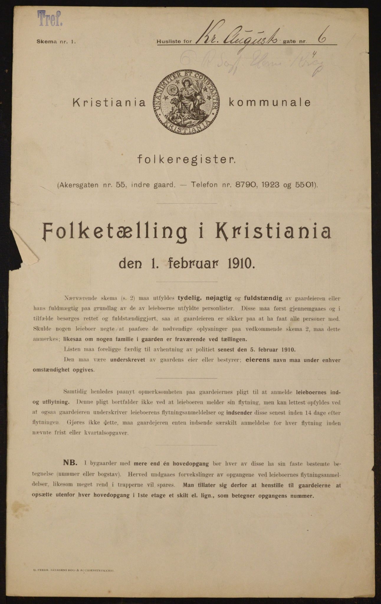 OBA, Municipal Census 1910 for Kristiania, 1910, p. 52372