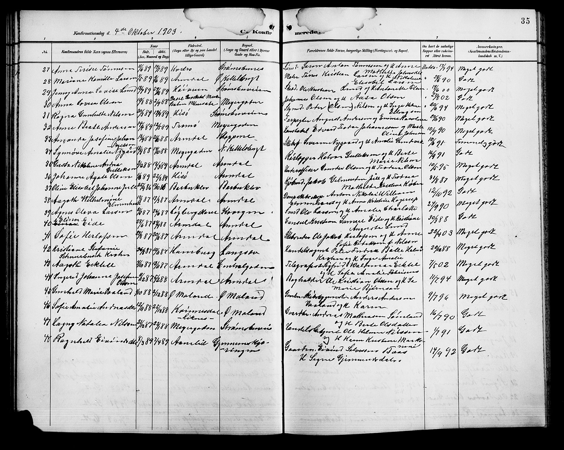 Barbu sokneprestkontor, AV/SAK-1111-0003/F/Fb/L0003: Parish register (copy) no. B 3, 1897-1911, p. 35