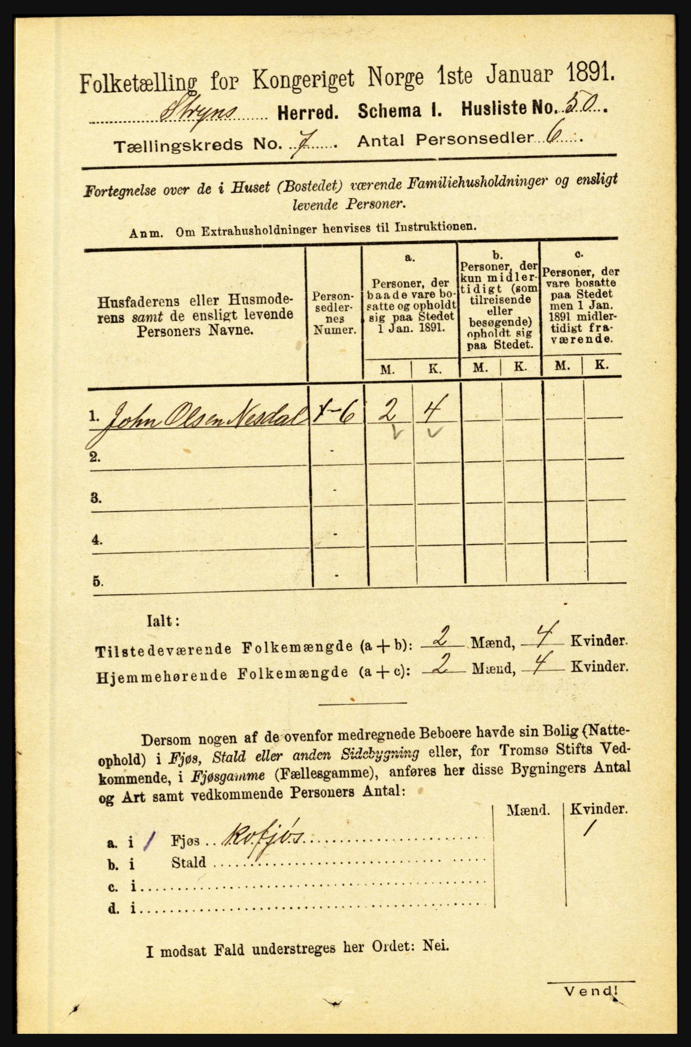 RA, 1891 census for 1448 Stryn, 1891, p. 2822