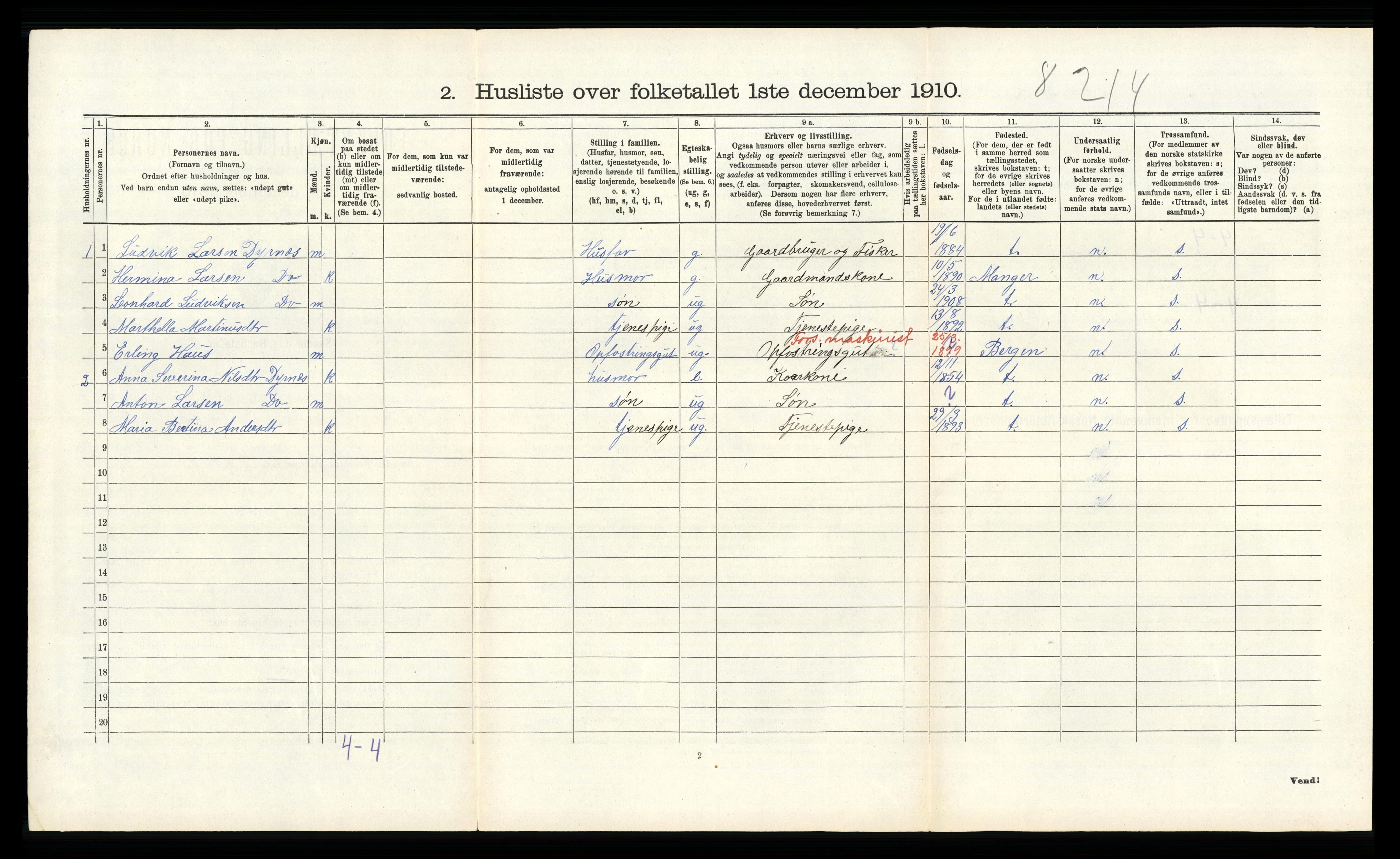 RA, 1910 census for Austrheim, 1910, p. 553