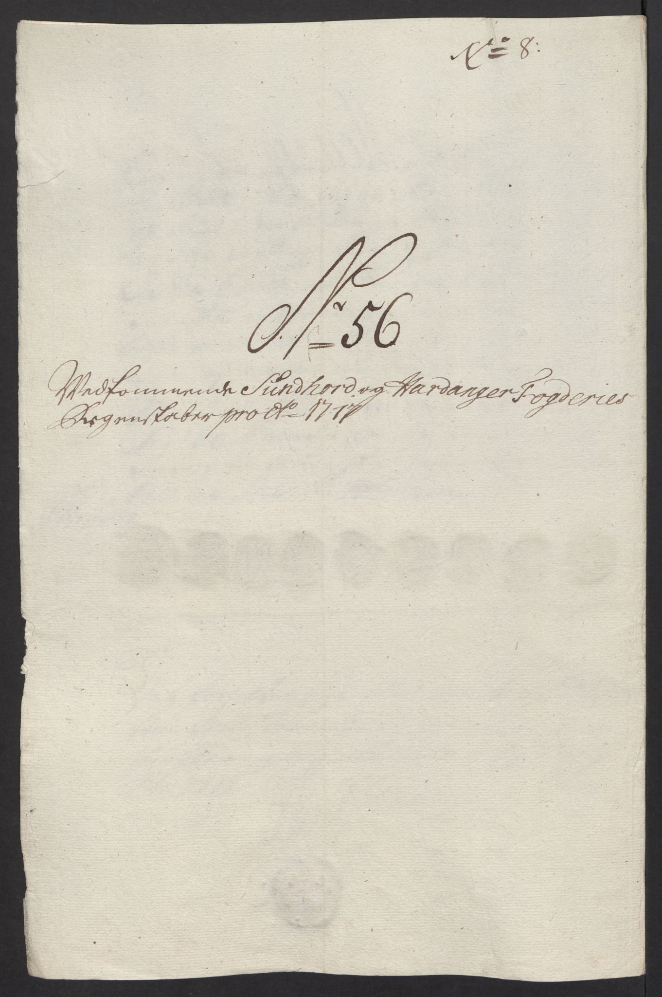 Rentekammeret inntil 1814, Reviderte regnskaper, Fogderegnskap, AV/RA-EA-4092/R48/L2994: Fogderegnskap Sunnhordland og Hardanger, 1717, p. 304