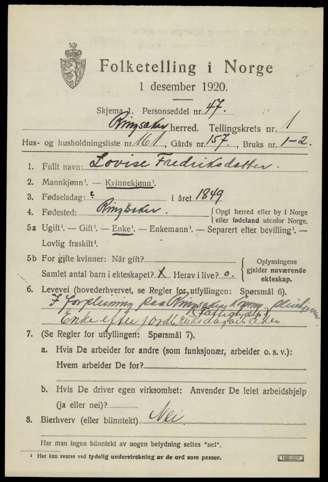 SAH, 1920 census for Ringsaker, 1920, p. 6346