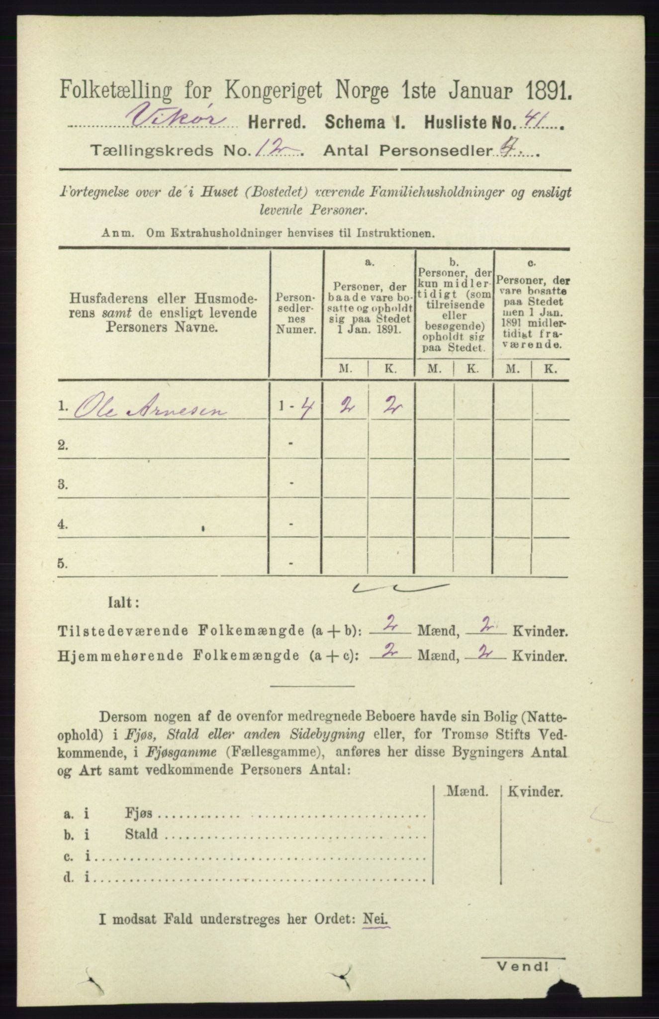 RA, 1891 census for 1238 Vikør, 1891, p. 3298