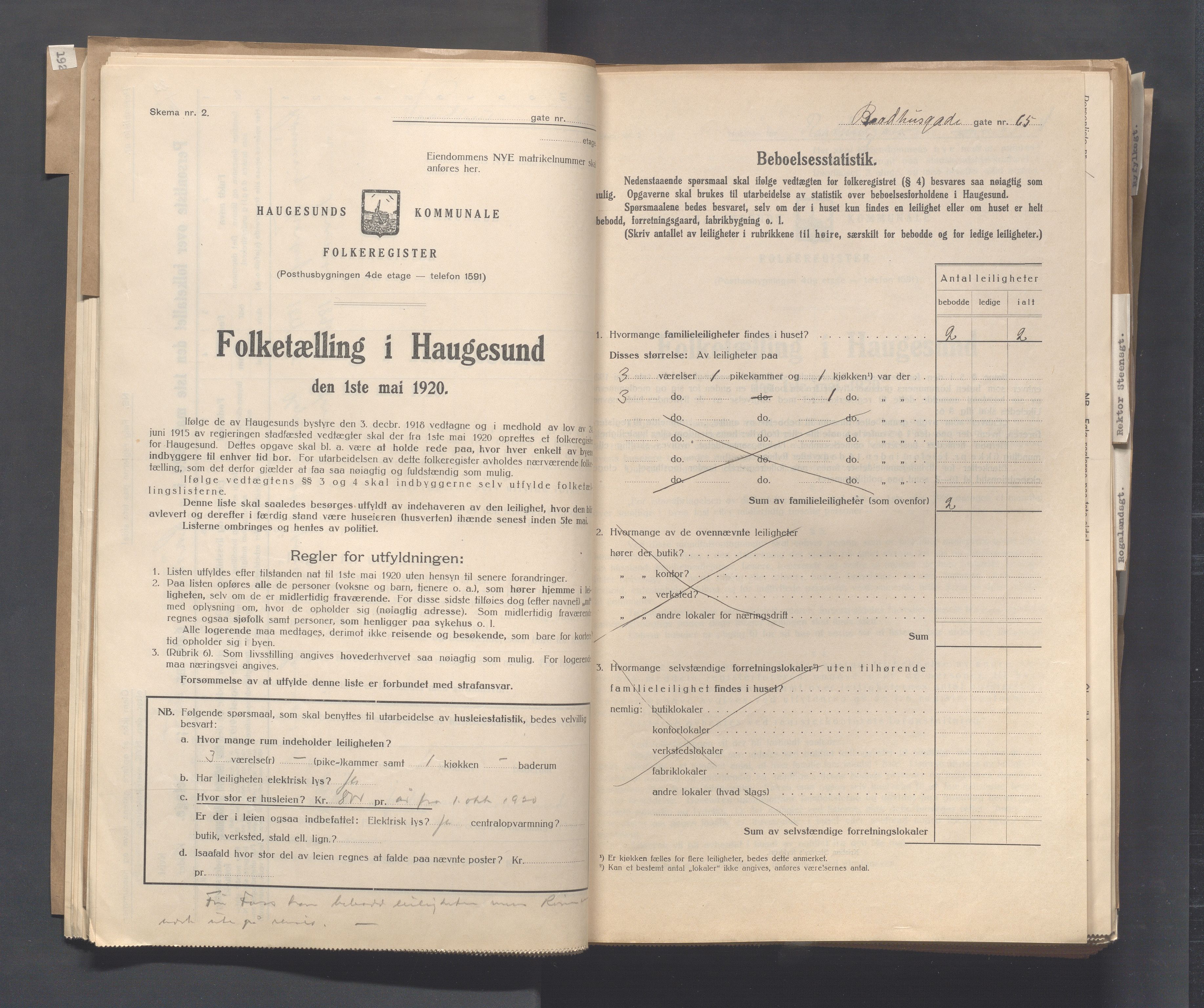 IKAR, Local census 1.5.1920 for Haugesund, 1920, p. 3065