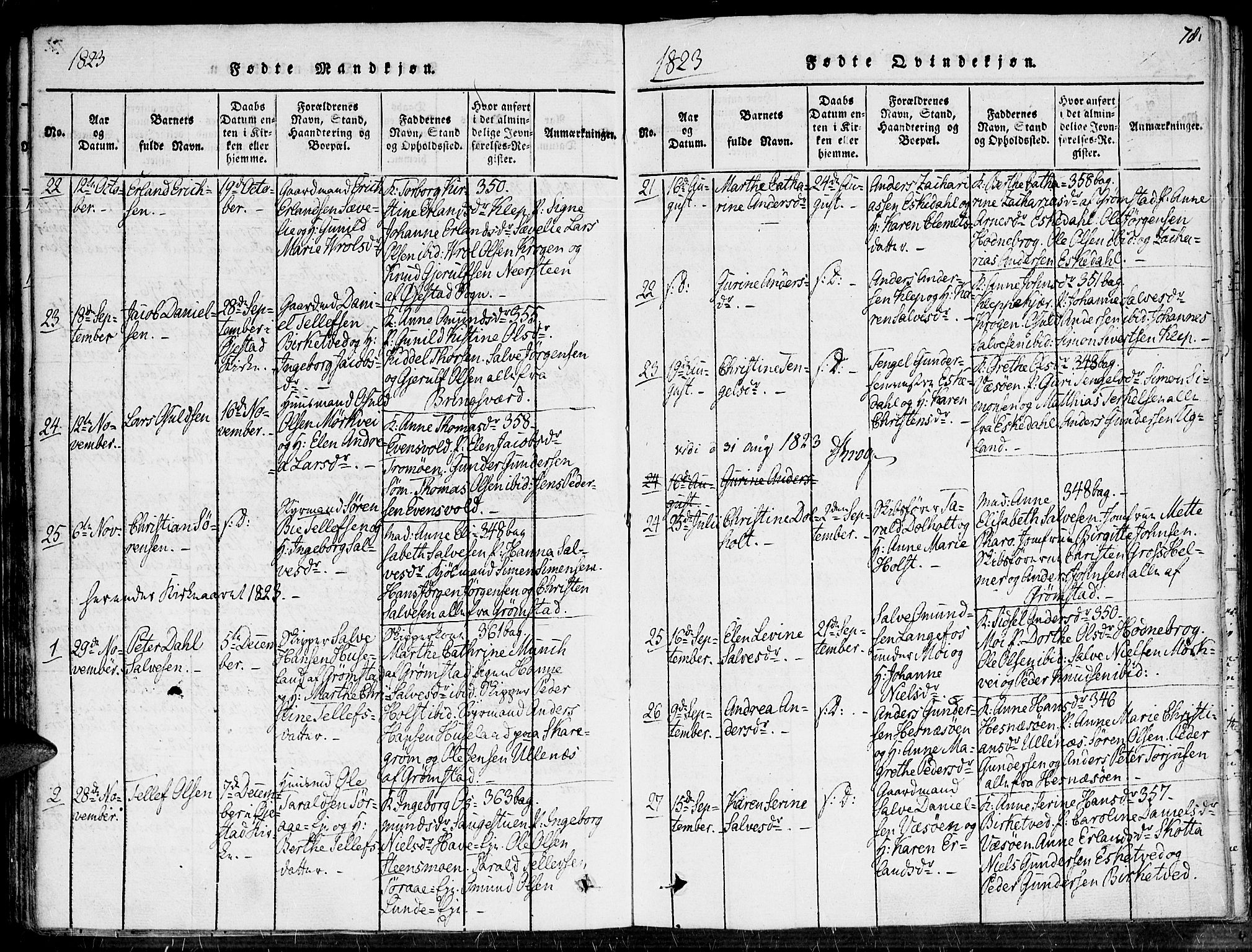 Fjære sokneprestkontor, SAK/1111-0011/F/Fa/L0001: Parish register (official) no. A 1 /1, 1816-1826, p. 78