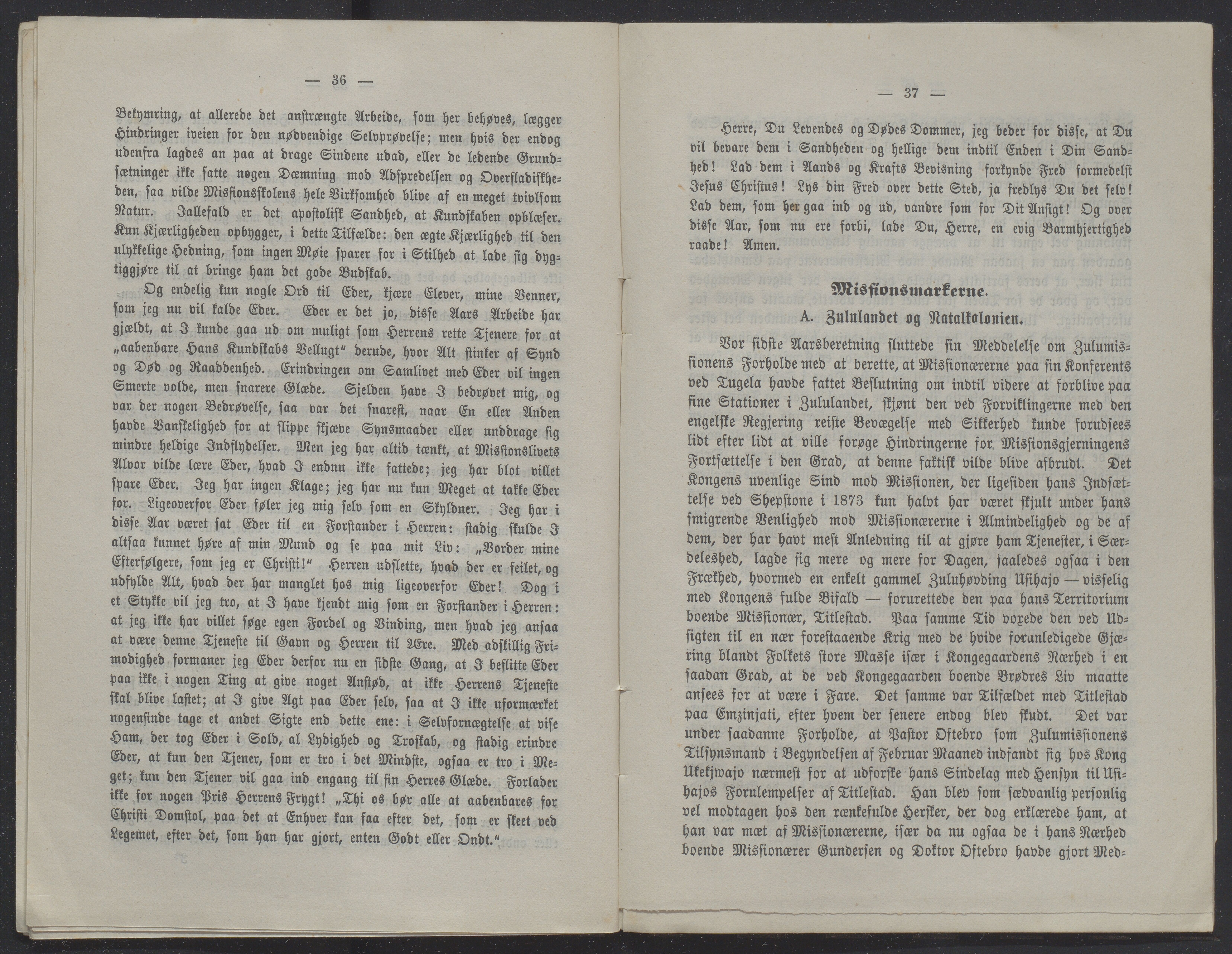 Det Norske Misjonsselskap - hovedadministrasjonen, VID/MA-A-1045/D/Db/Dba/L0338/0006: Beretninger, Bøker, Skrifter o.l   / Årsberetninger 36. , 1878, p. 36-37