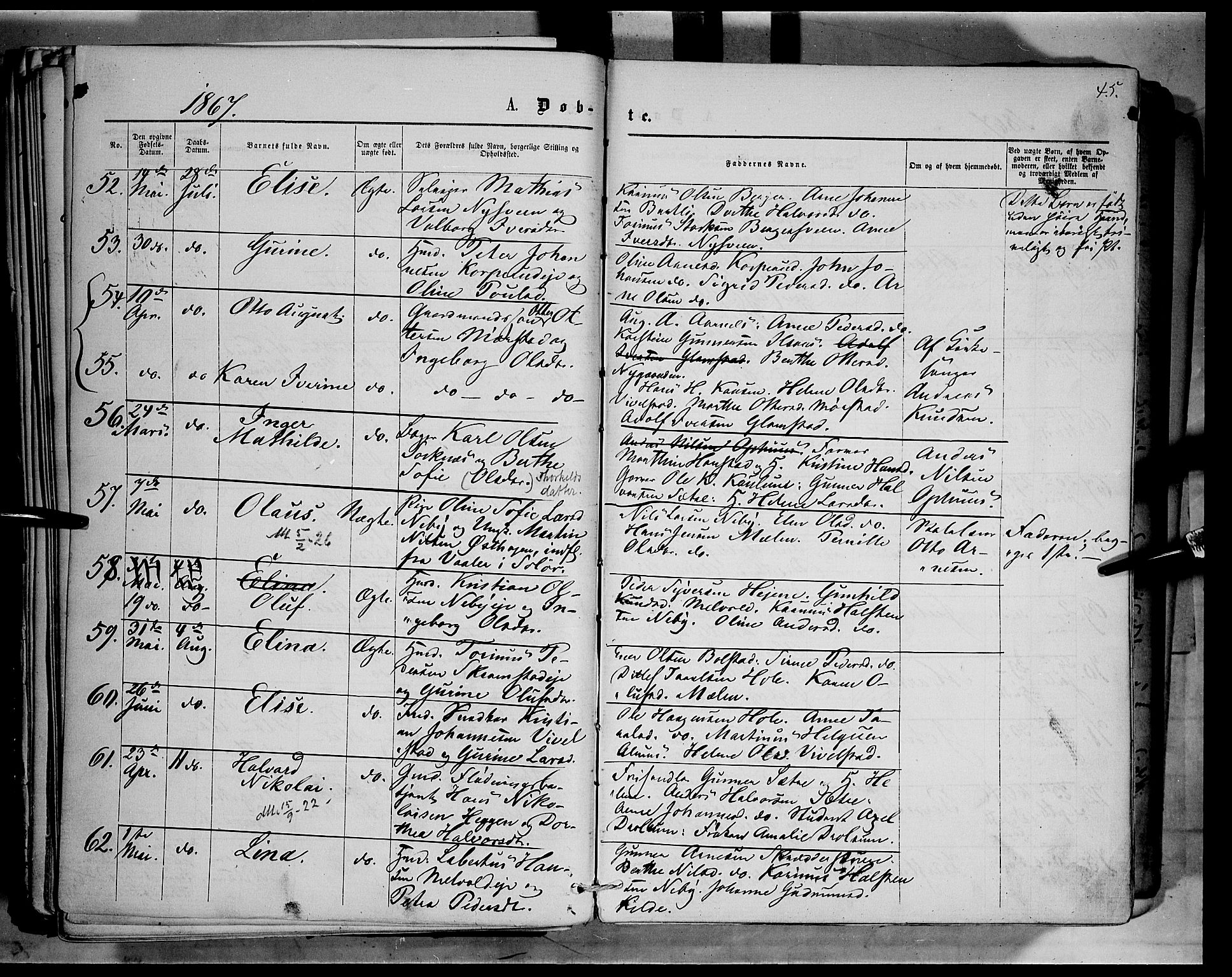 Åmot prestekontor, Hedmark, AV/SAH-PREST-056/H/Ha/Haa/L0008: Parish register (official) no. 8, 1862-1875, p. 45