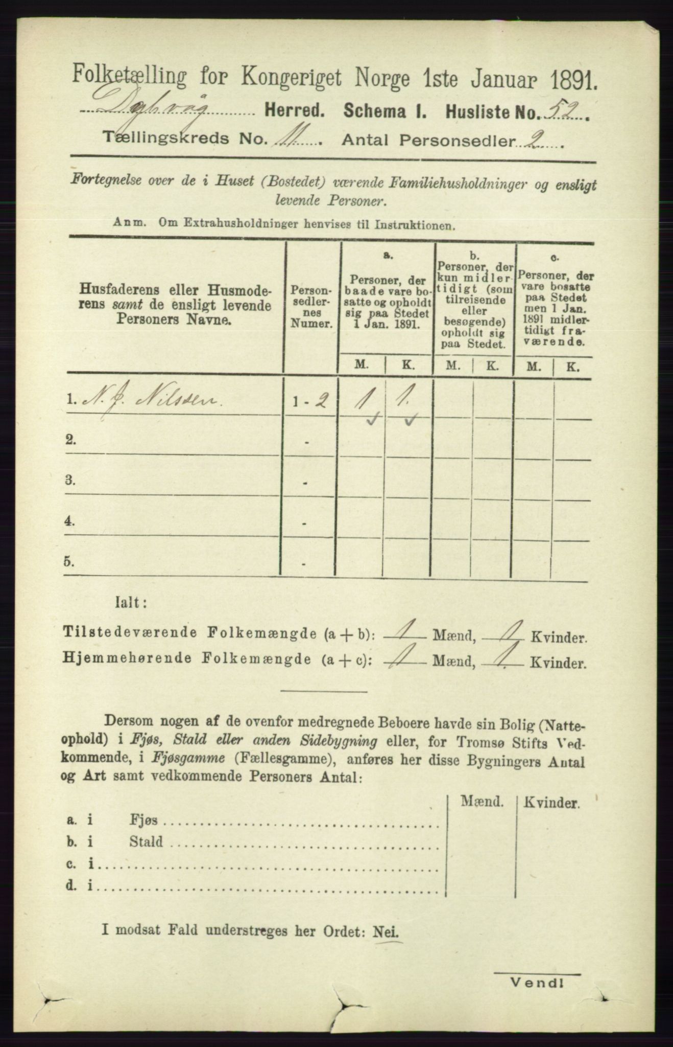 RA, 1891 census for 0915 Dypvåg, 1891, p. 4295