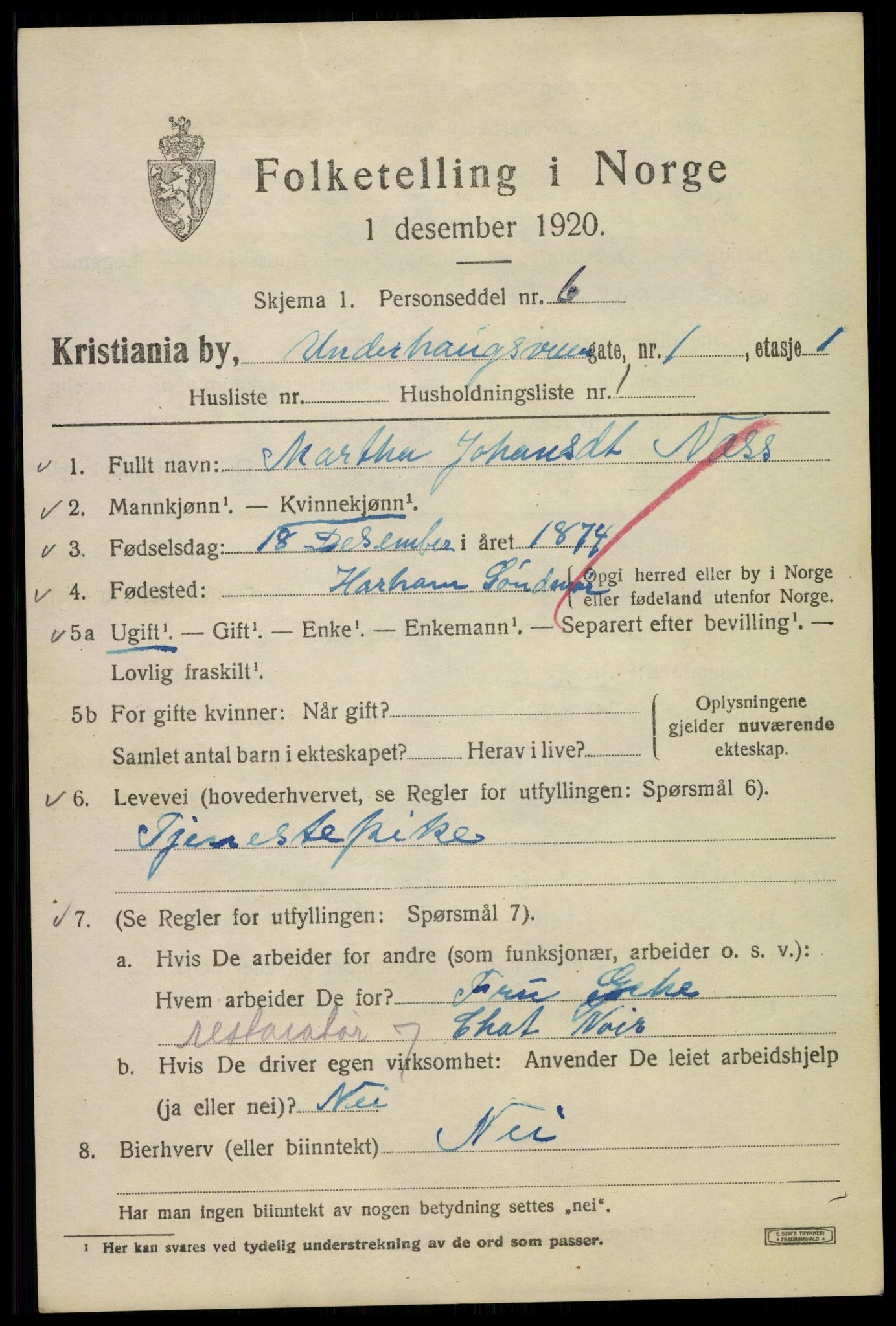 SAO, 1920 census for Kristiania, 1920, p. 617171