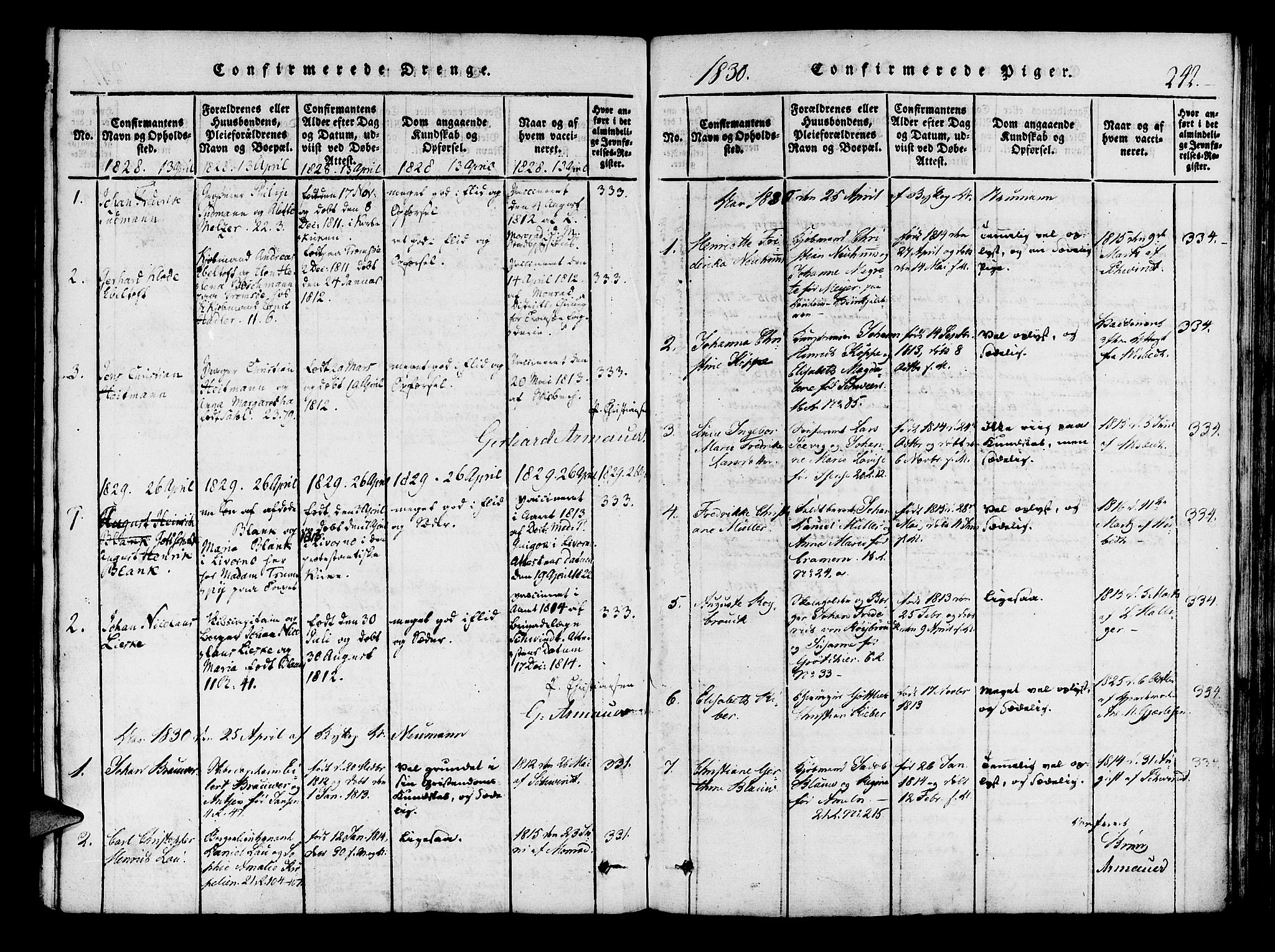 Mariakirken Sokneprestembete, AV/SAB-A-76901/H/Haa/L0005: Parish register (official) no. A 5, 1815-1845, p. 242