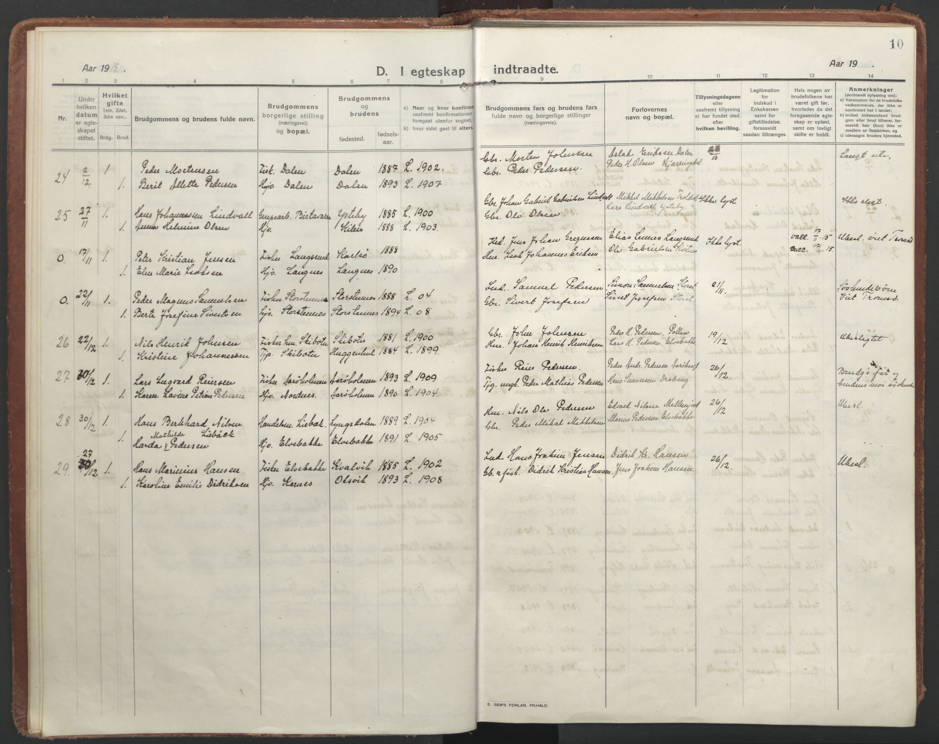 Lyngen sokneprestembete, AV/SATØ-S-1289/H/He/Hea/L0013kirke: Parish register (official) no. 13, 1914-1923, p. 10