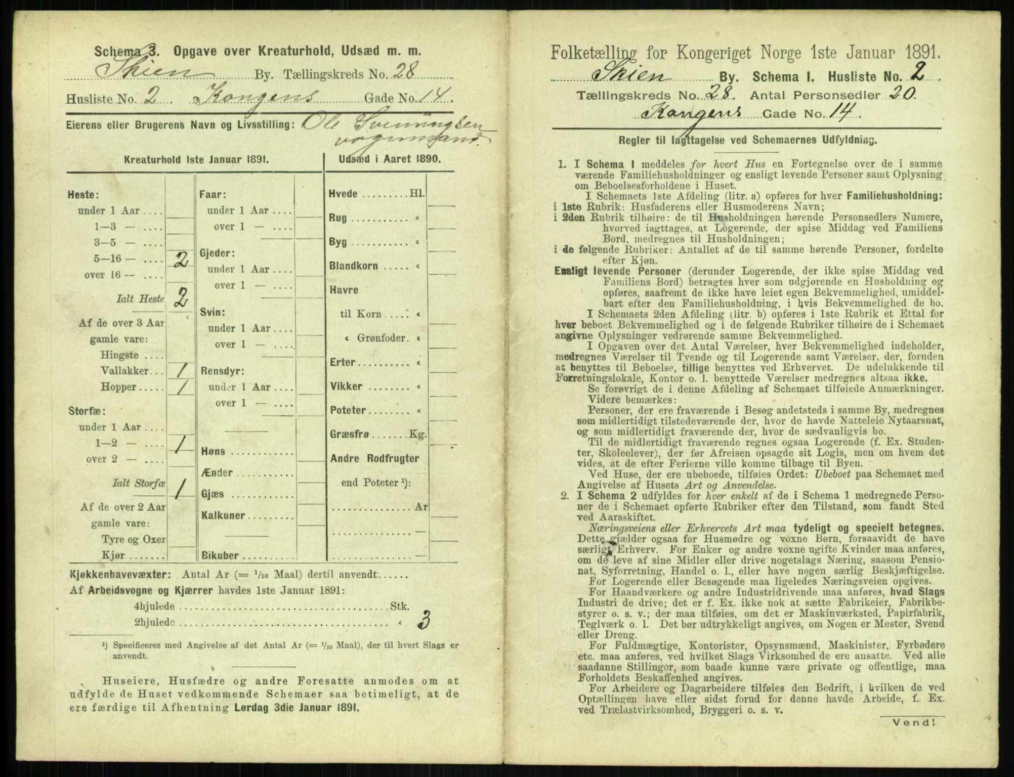 RA, 1891 census for 0806 Skien, 1891, p. 1040