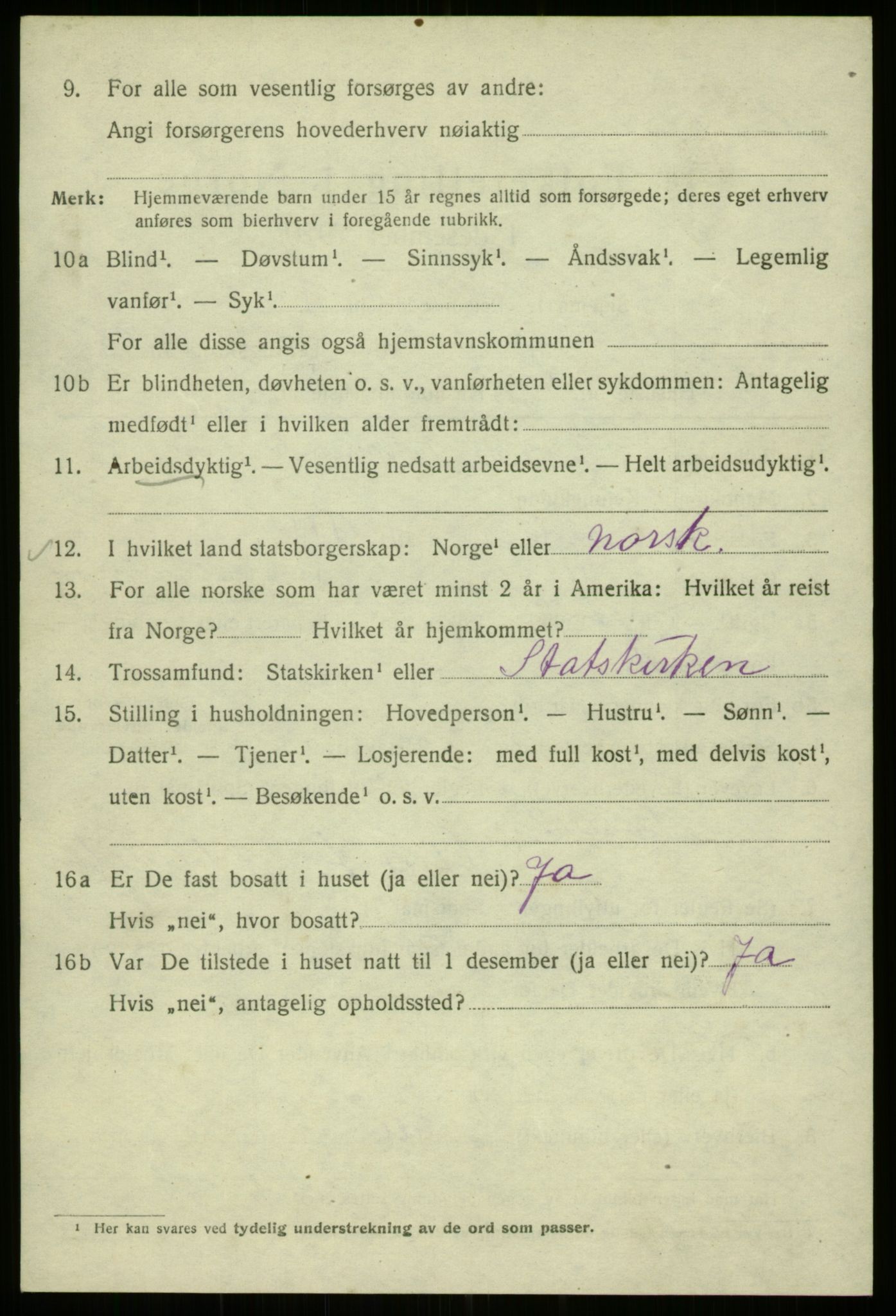 SAB, 1920 census for Bergen, 1920, p. 173850
