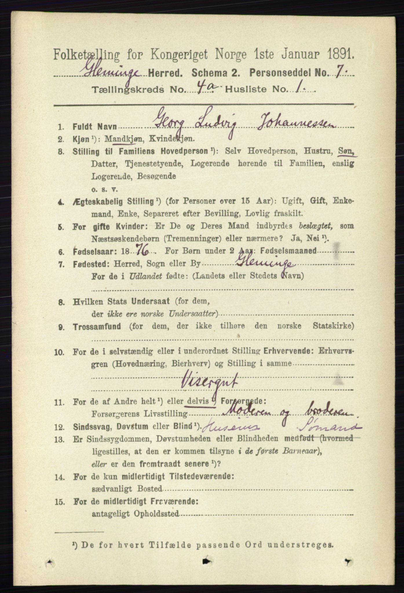 RA, 1891 census for 0132 Glemmen, 1891, p. 3477