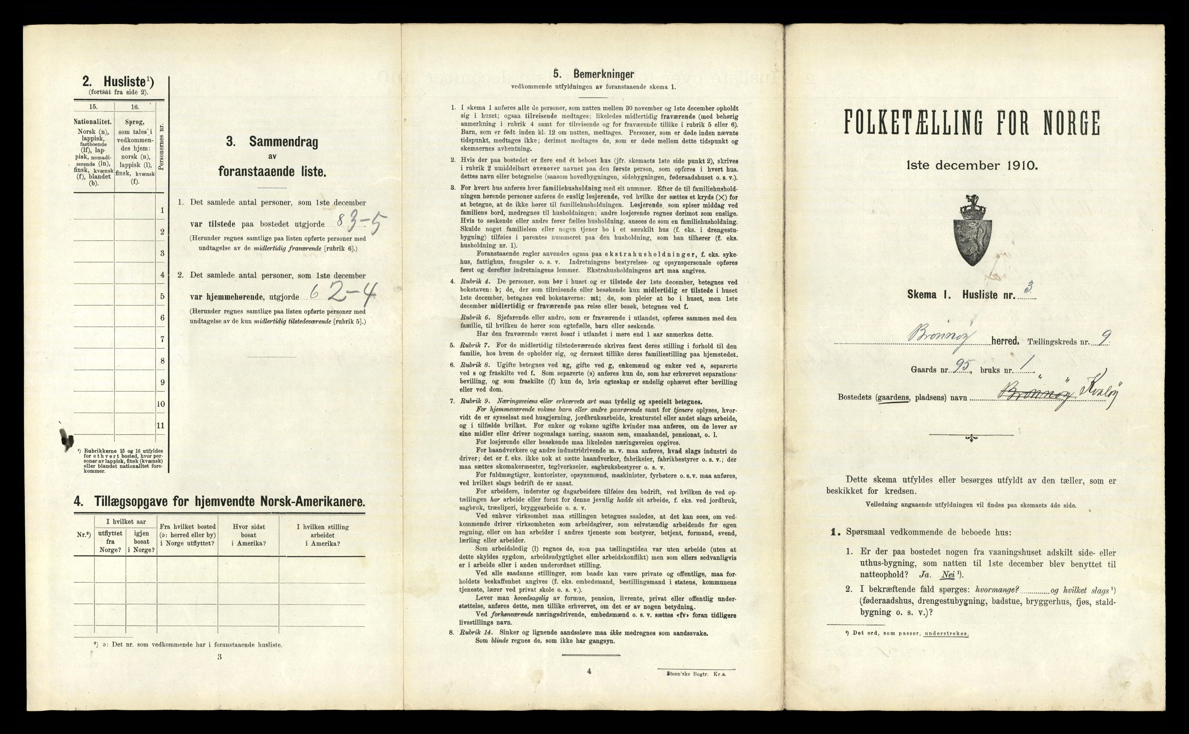 RA, 1910 census for Brønnøy, 1910, p. 855