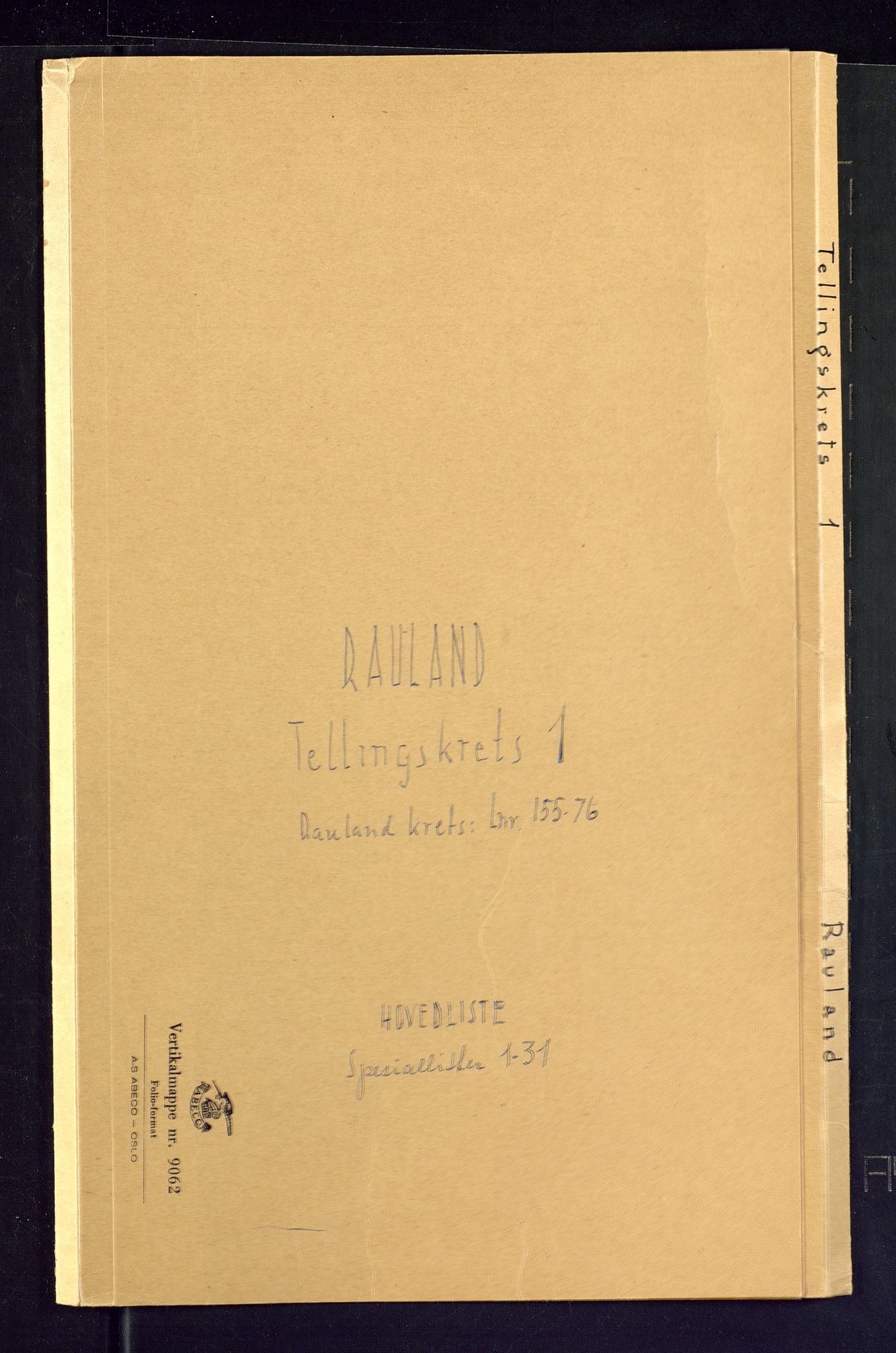 SAKO, 1875 census for 0835P Rauland, 1875, p. 1