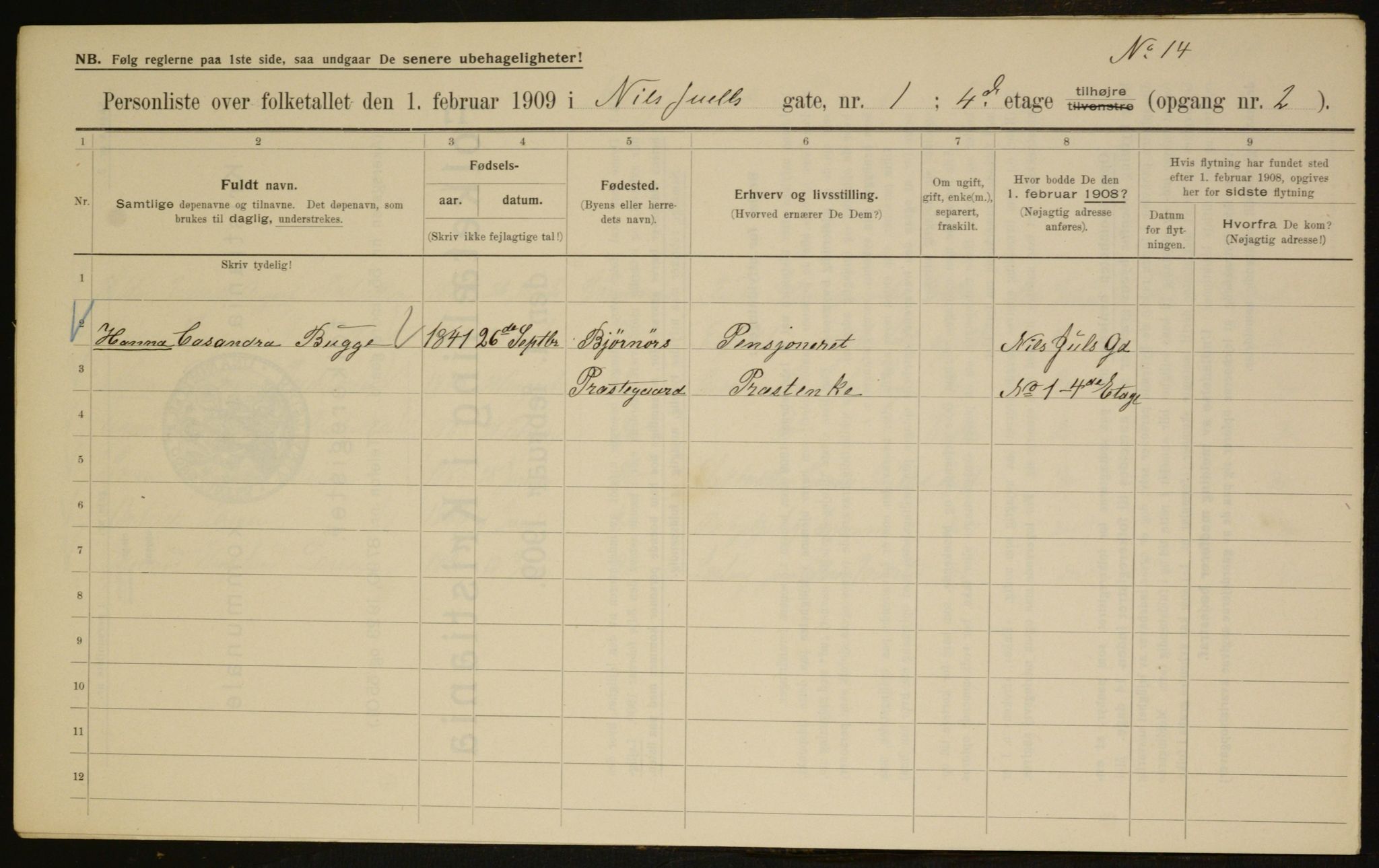 OBA, Municipal Census 1909 for Kristiania, 1909, p. 63441