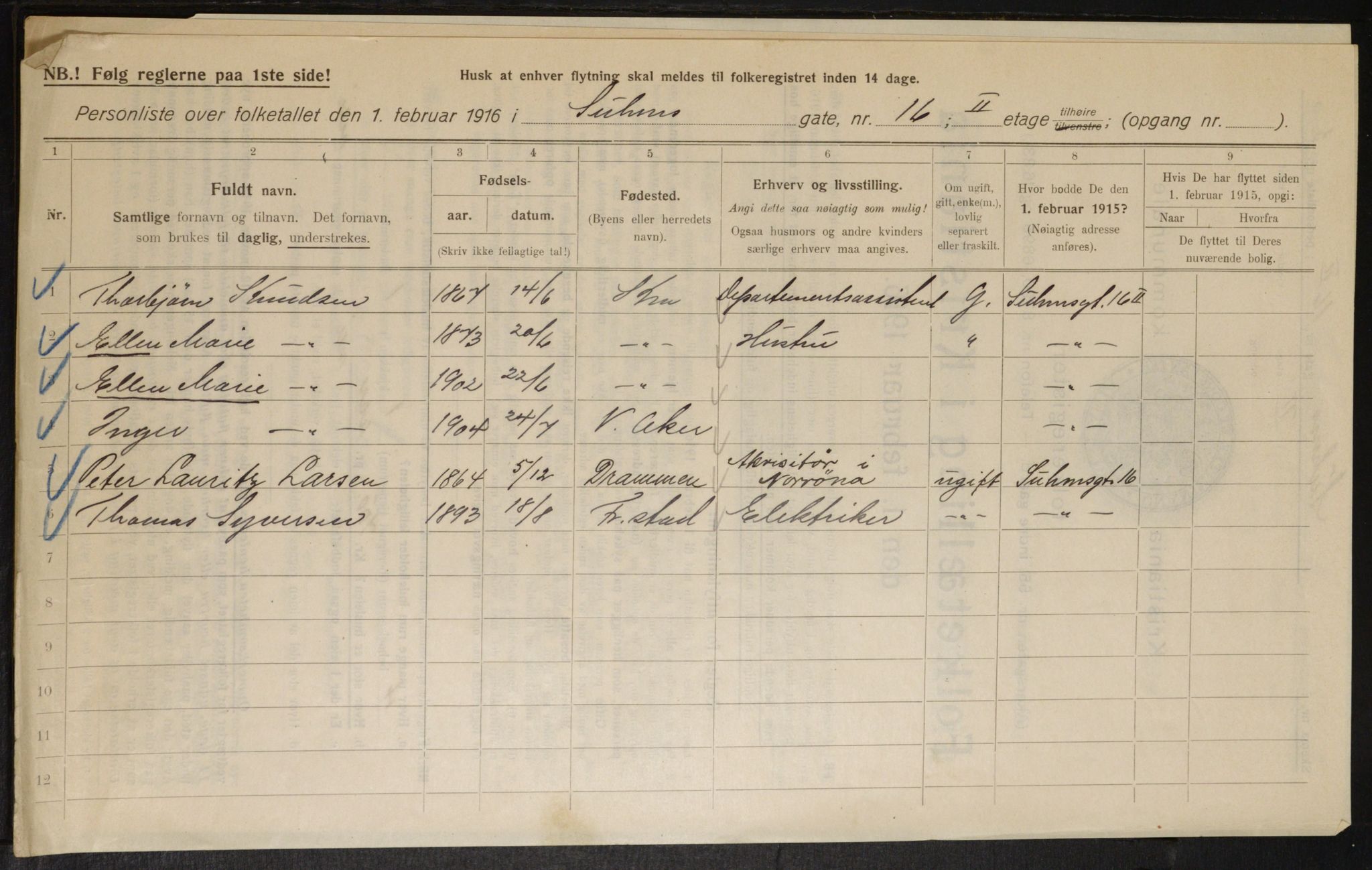 OBA, Municipal Census 1916 for Kristiania, 1916, p. 107609