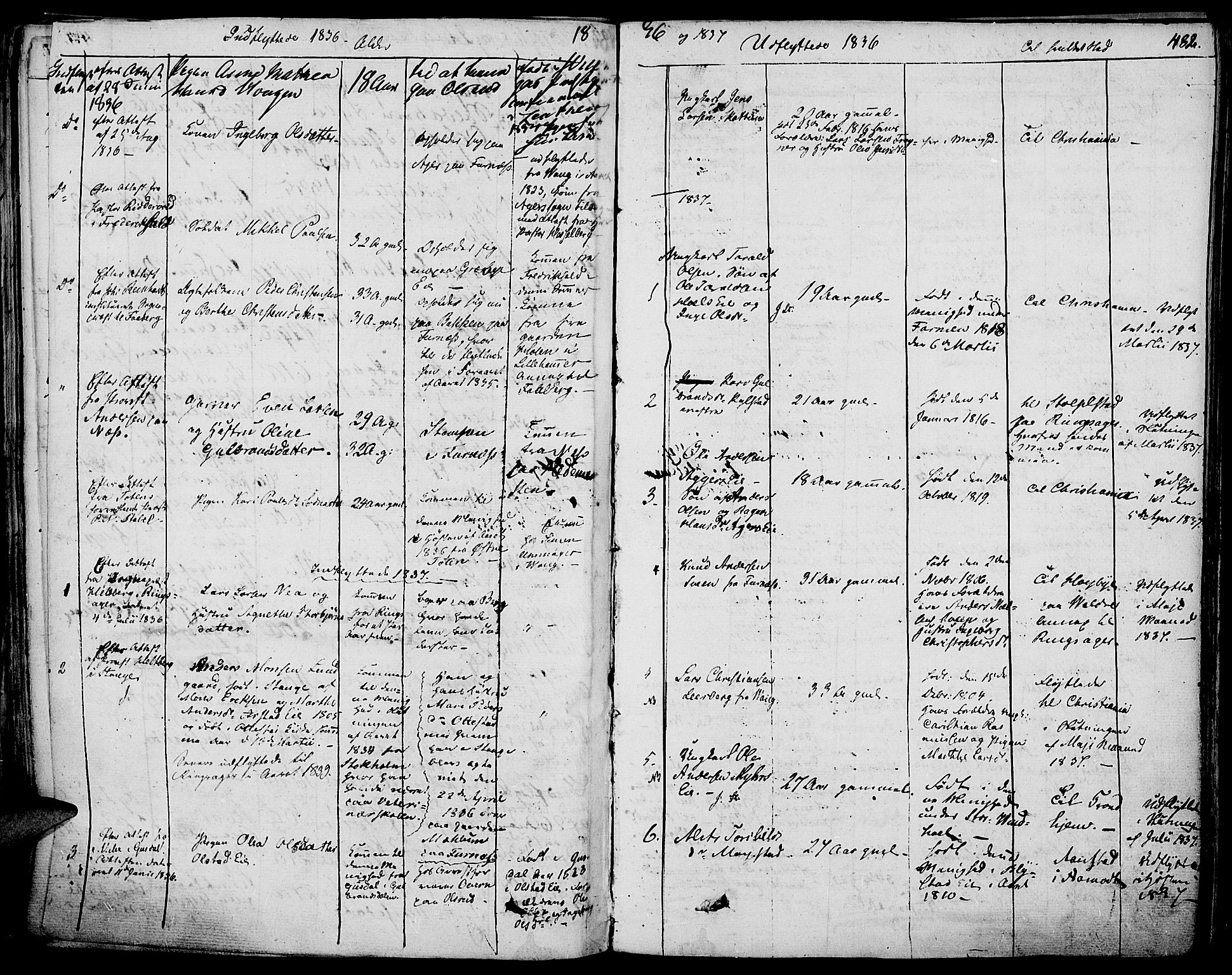 Vang prestekontor, Hedmark, SAH/PREST-008/H/Ha/Haa/L0009: Parish register (official) no. 9, 1826-1841, p. 482