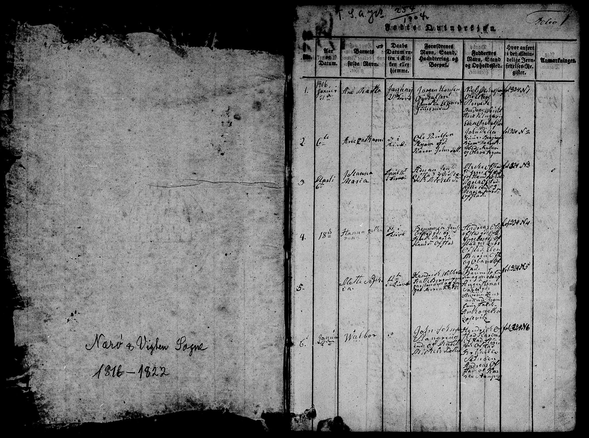 Ministerialprotokoller, klokkerbøker og fødselsregistre - Nord-Trøndelag, SAT/A-1458/784/L0679: Parish register (copy) no. 784C01 /1, 1816-1822, p. 1
