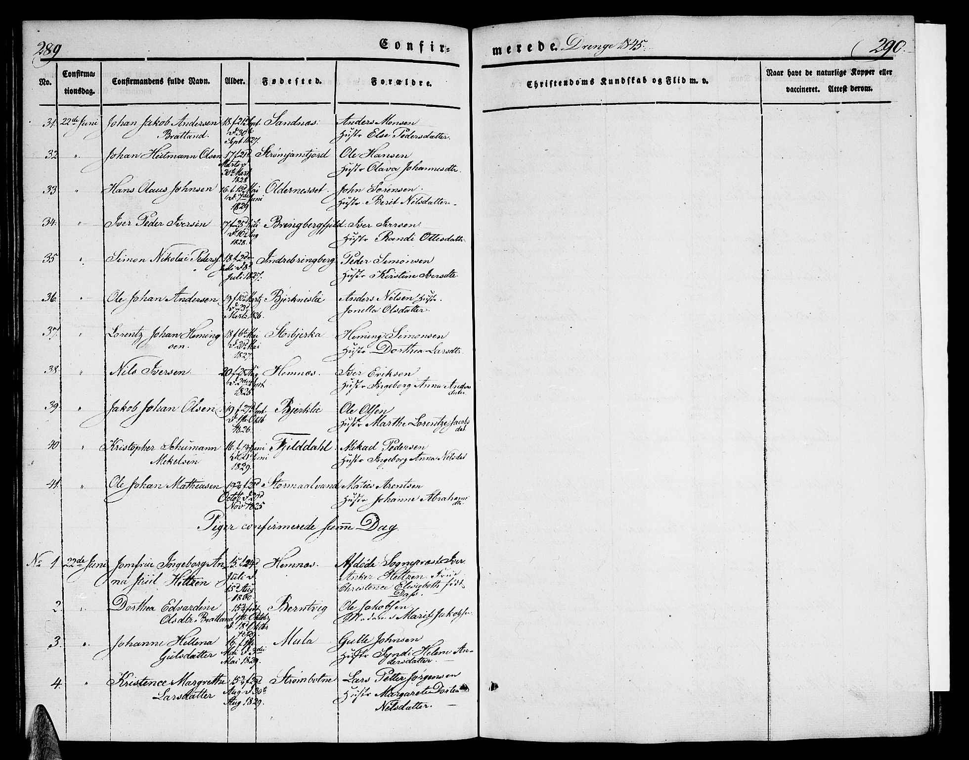 Ministerialprotokoller, klokkerbøker og fødselsregistre - Nordland, AV/SAT-A-1459/825/L0364: Parish register (copy) no. 825C01, 1841-1863, p. 289-290