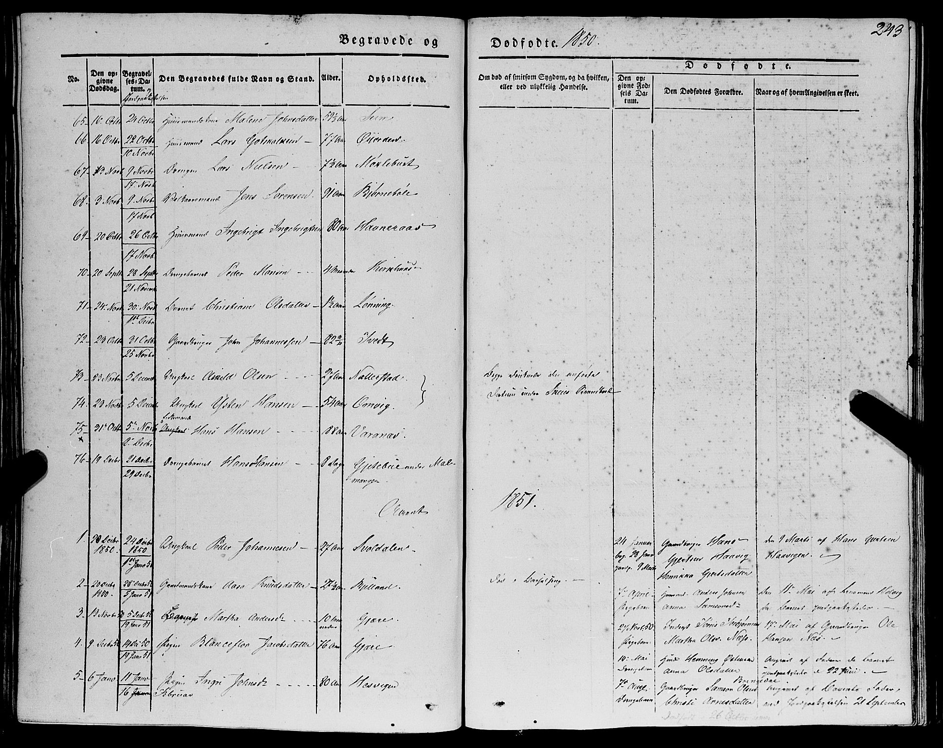 Kvinnherad sokneprestembete, SAB/A-76401/H/Haa: Parish register (official) no. A 7, 1843-1853, p. 243