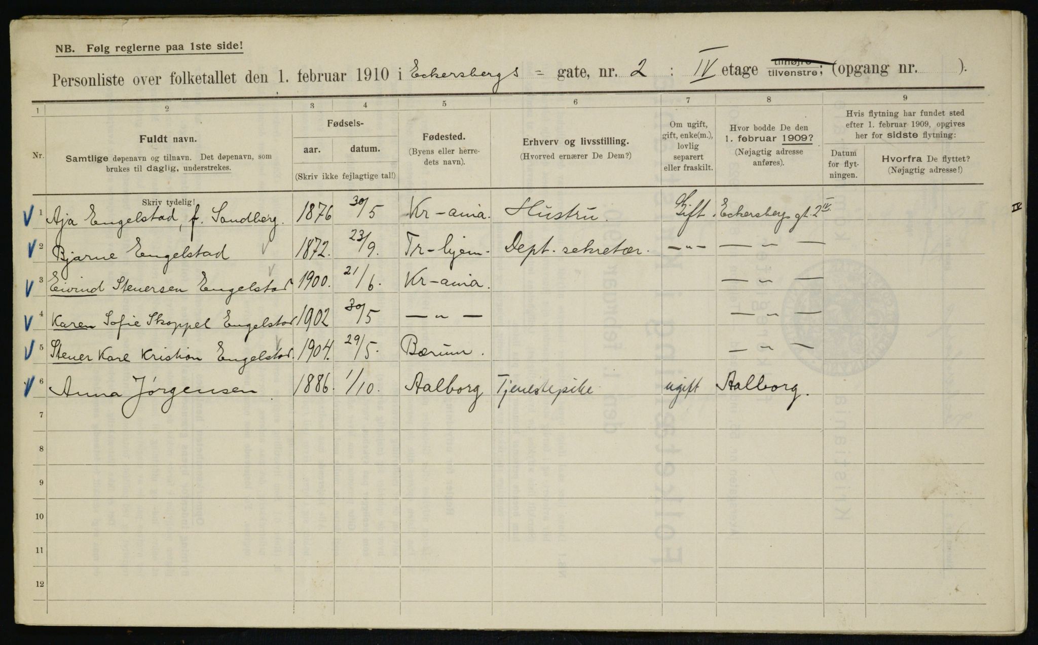 OBA, Municipal Census 1910 for Kristiania, 1910, p. 17262