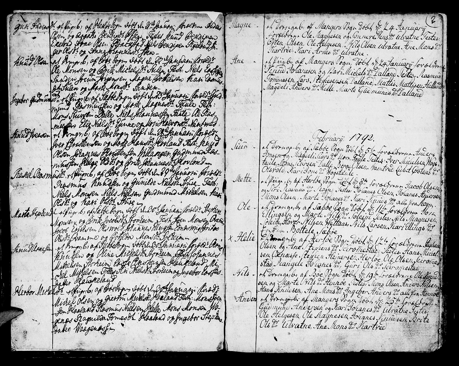 Manger sokneprestembete, SAB/A-76801/H/Haa: Parish register (official) no. A 2, 1792-1815, p. 2