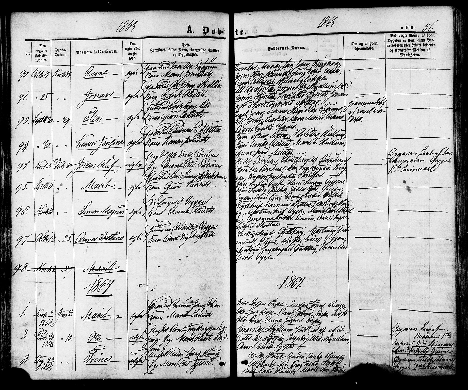 Ministerialprotokoller, klokkerbøker og fødselsregistre - Sør-Trøndelag, SAT/A-1456/665/L0772: Parish register (official) no. 665A07, 1856-1878, p. 56