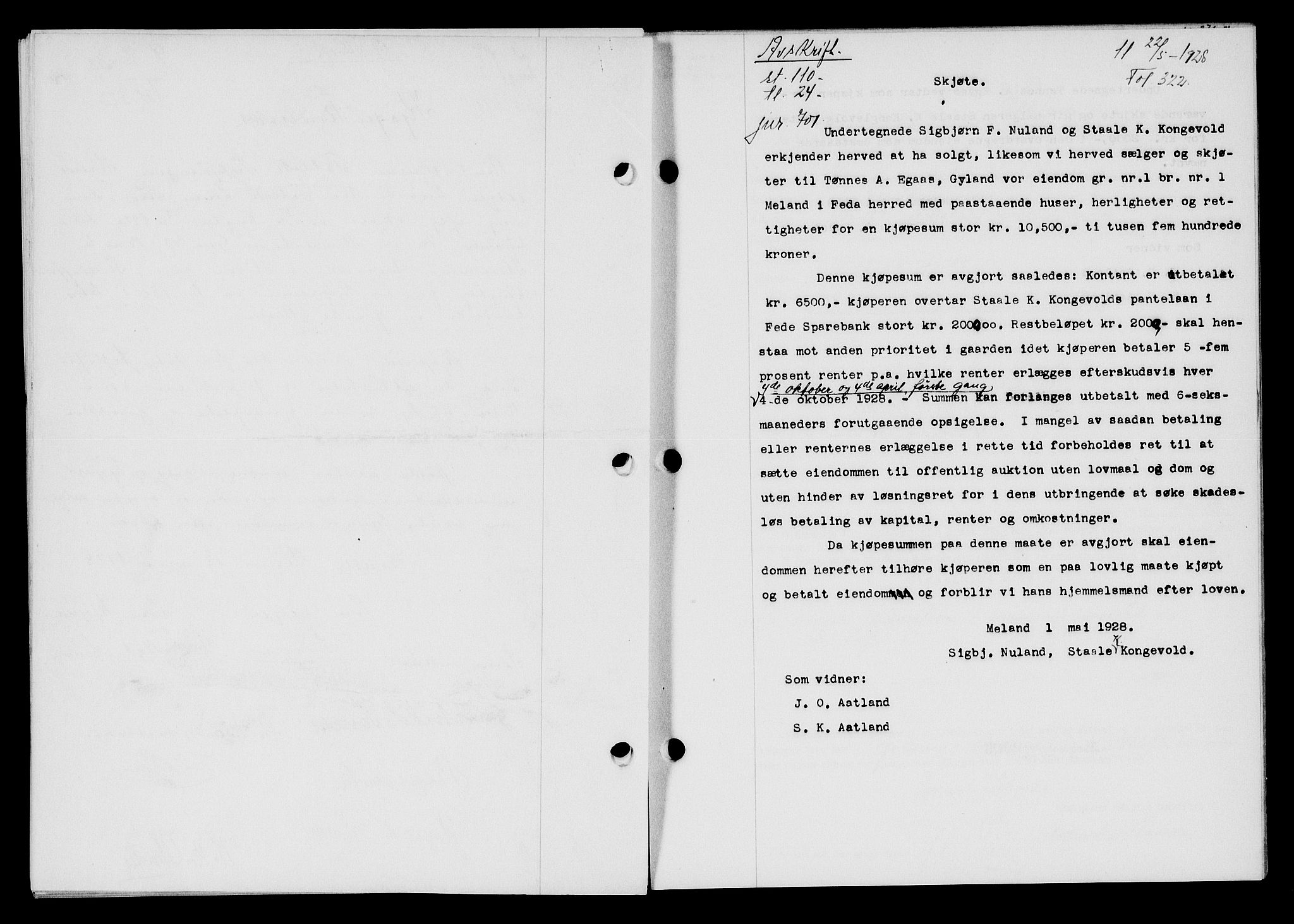 Flekkefjord sorenskriveri, SAK/1221-0001/G/Gb/Gba/L0044: Mortgage book no. 42, 1928-1929, Deed date: 22.05.1928