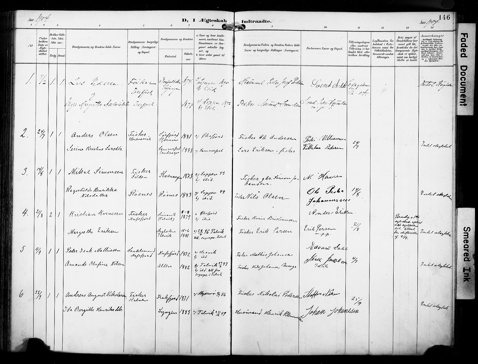 Loppa sokneprestkontor, SATØ/S-1339/H/Ha/L0009kirke: Parish register (official) no. 9, 1895-1909, p. 146