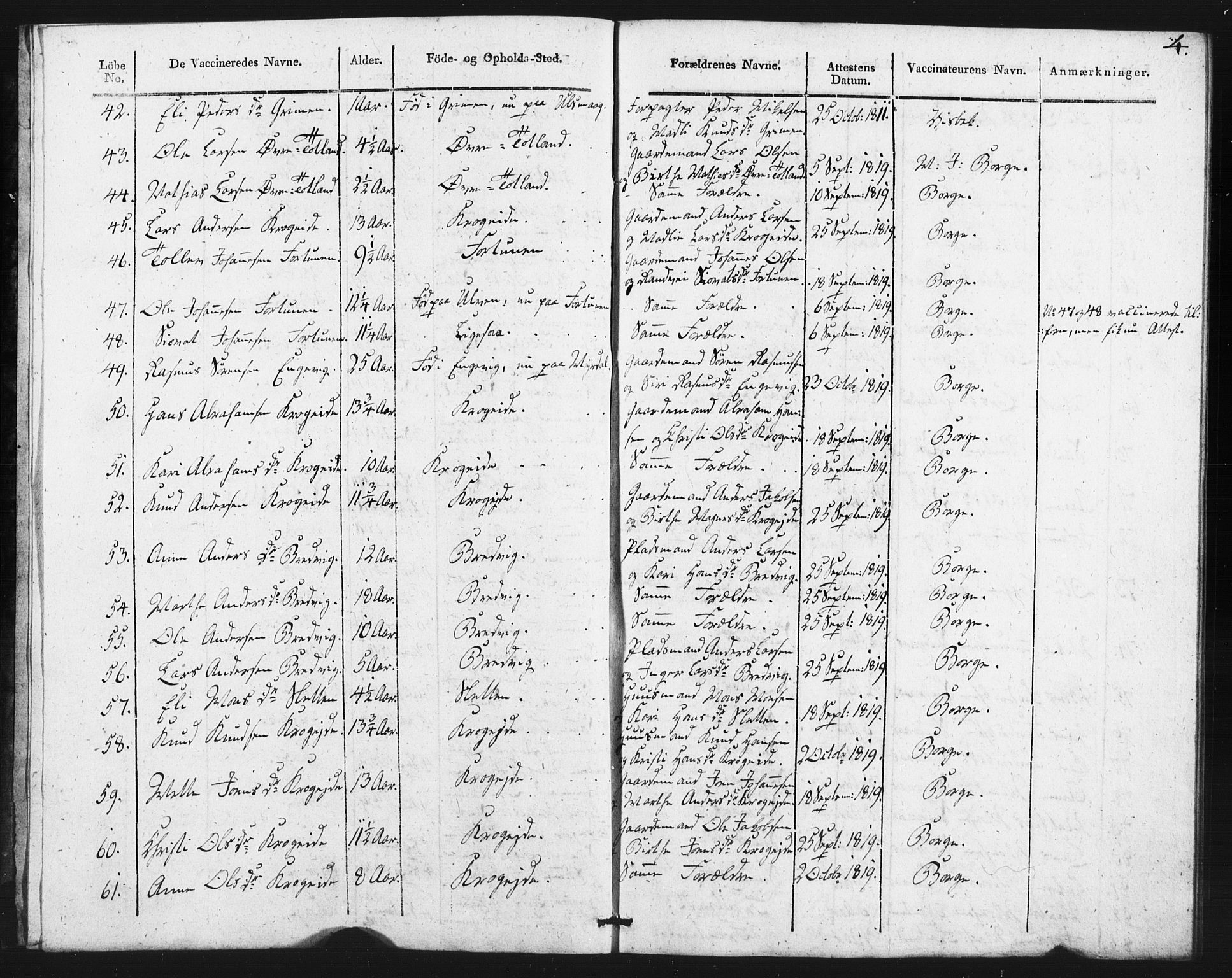 Fana Sokneprestembete, AV/SAB-A-75101/H/Haa/Haaa/L0013: Parish register (official) no. A 13, 1819-1833, p. 4