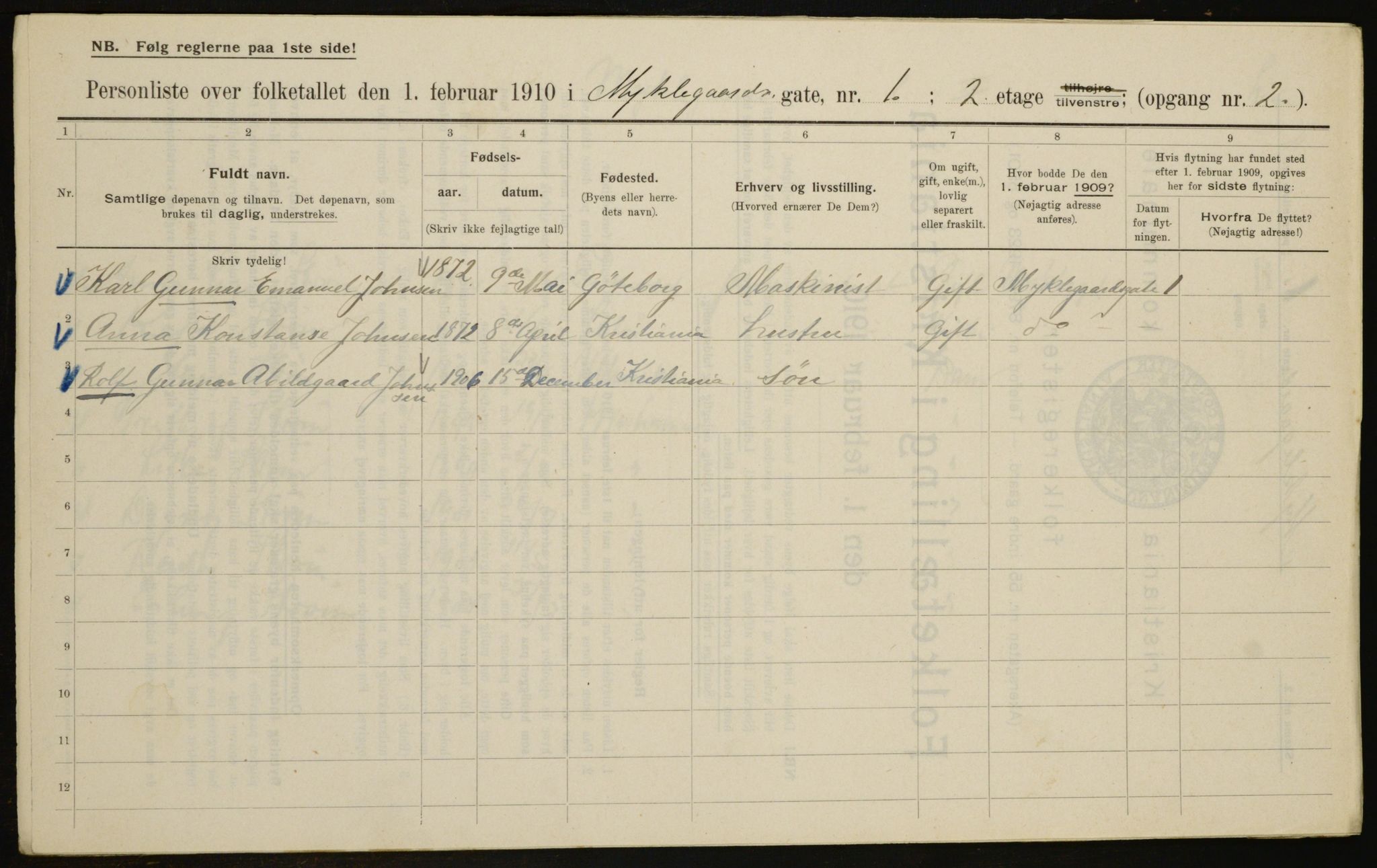 OBA, Municipal Census 1910 for Kristiania, 1910, p. 65832