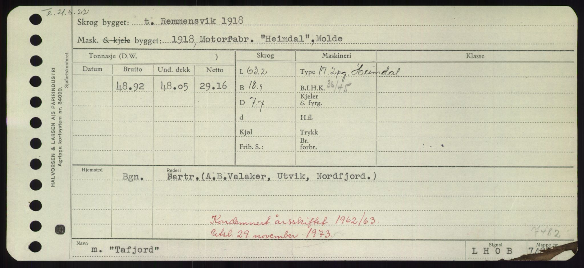 Sjøfartsdirektoratet med forløpere, Skipsmålingen, RA/S-1627/H/Hd/L0038: Fartøy, T-Th, p. 51