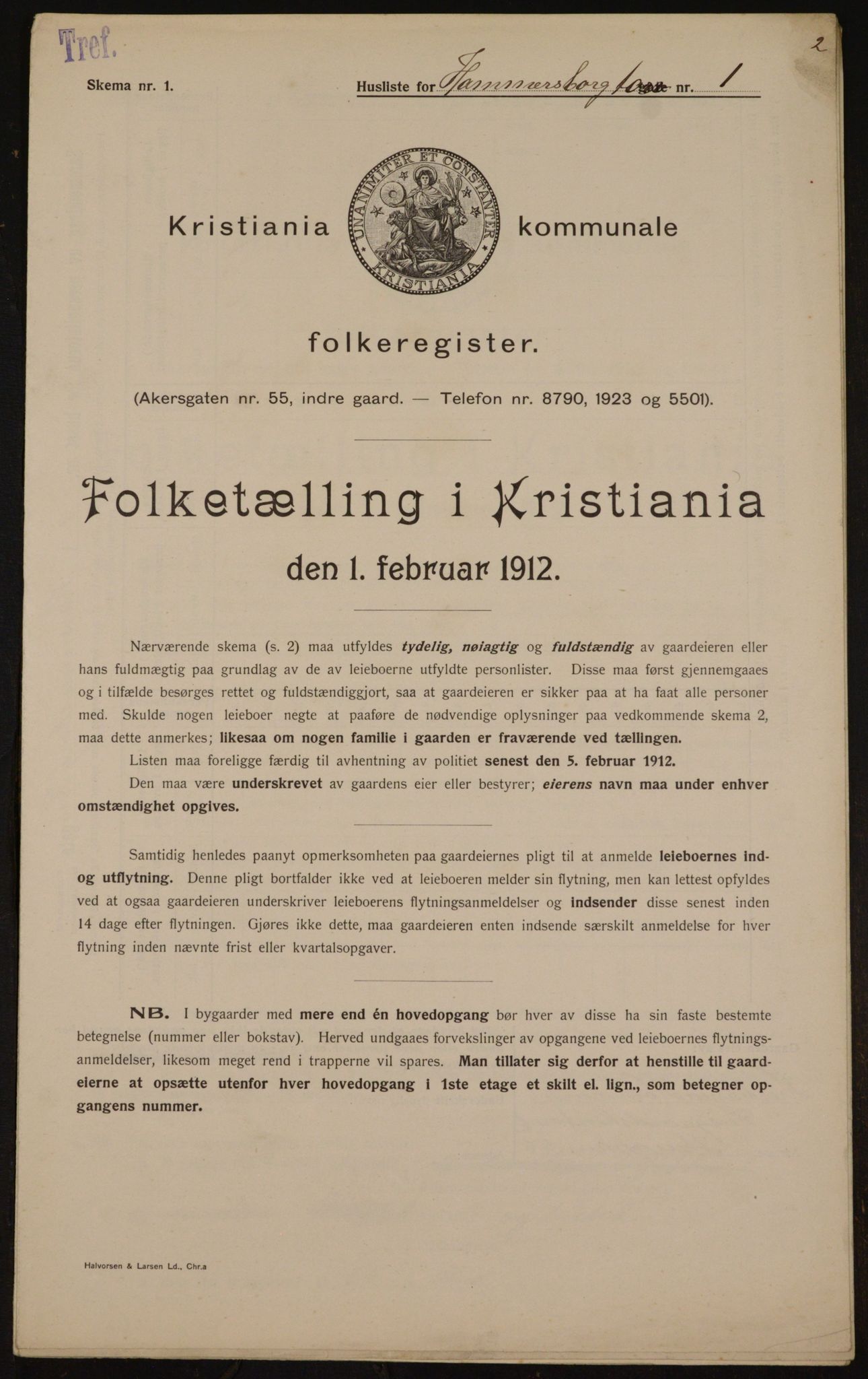 OBA, Municipal Census 1912 for Kristiania, 1912, p. 34354