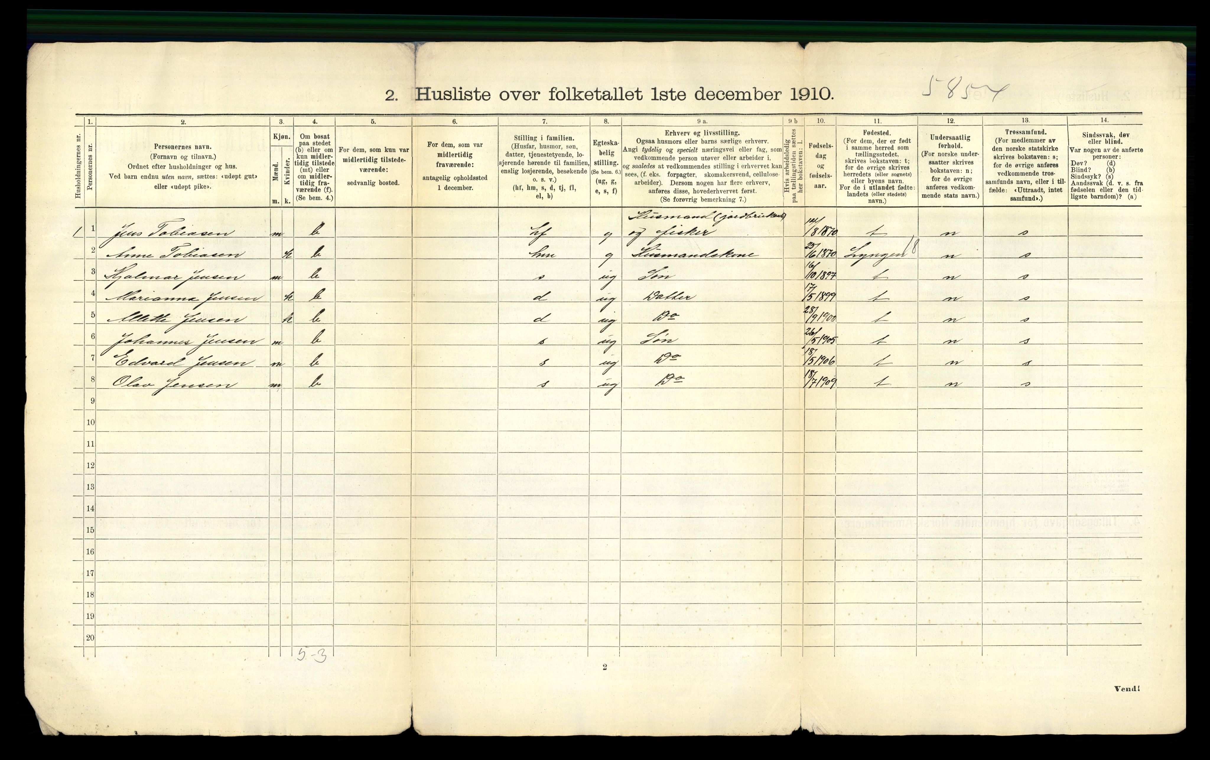 RA, 1910 census for Sørfjord, 1910, p. 23