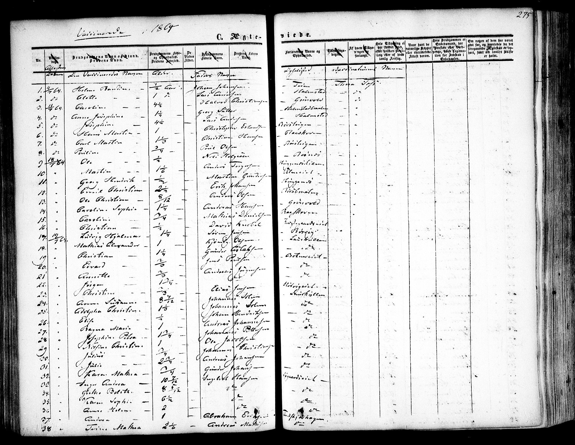 Rygge prestekontor Kirkebøker, SAO/A-10084b/F/Fa/L0005: Parish register (official) no. 5, 1852-1871, p. 275