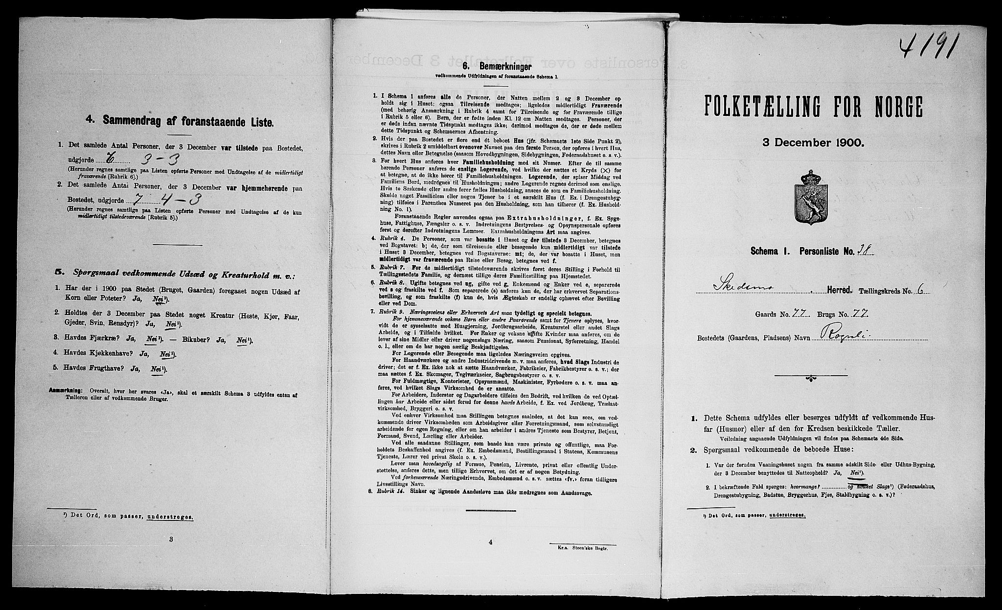 SAO, 1900 census for Skedsmo, 1900