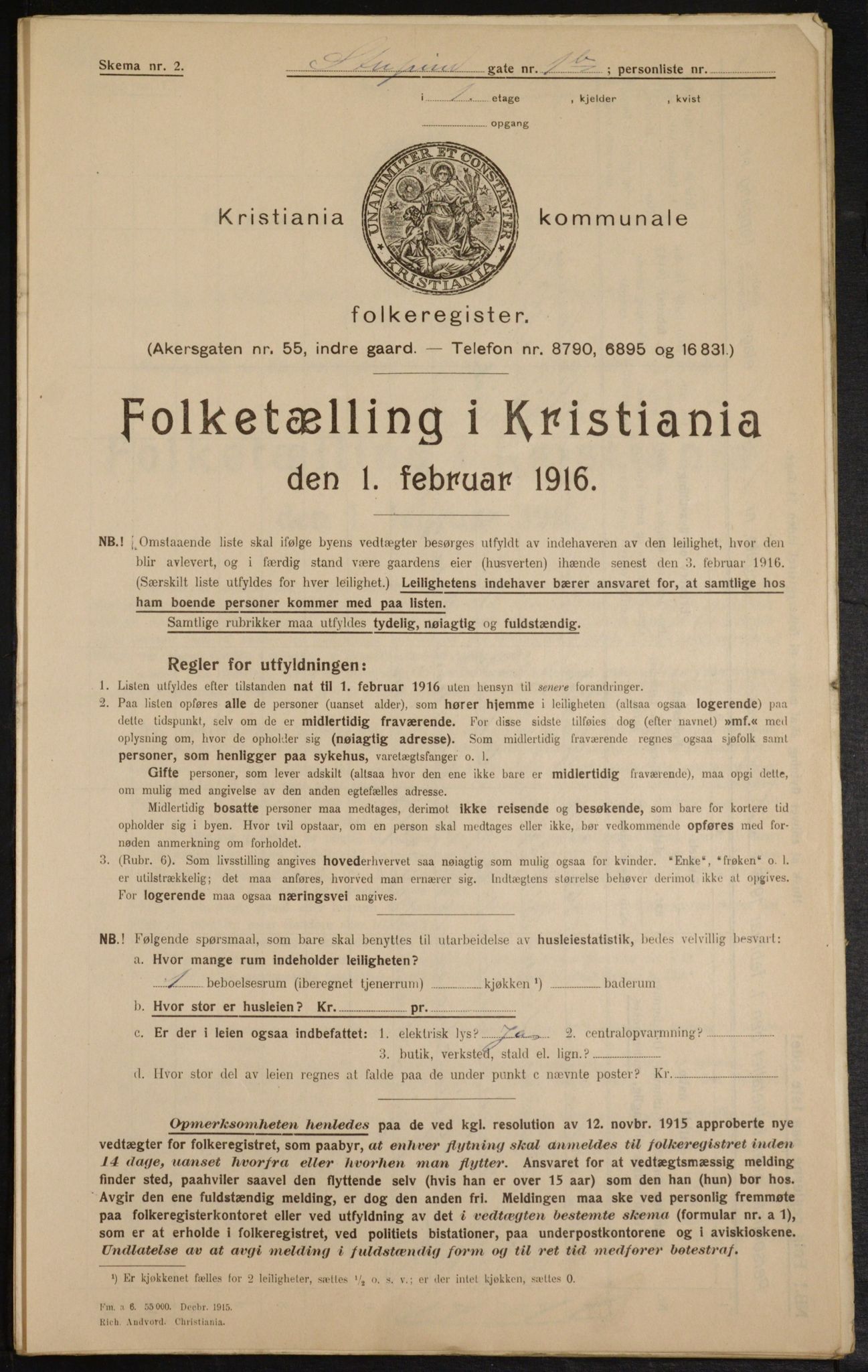 OBA, Municipal Census 1916 for Kristiania, 1916, p. 107292