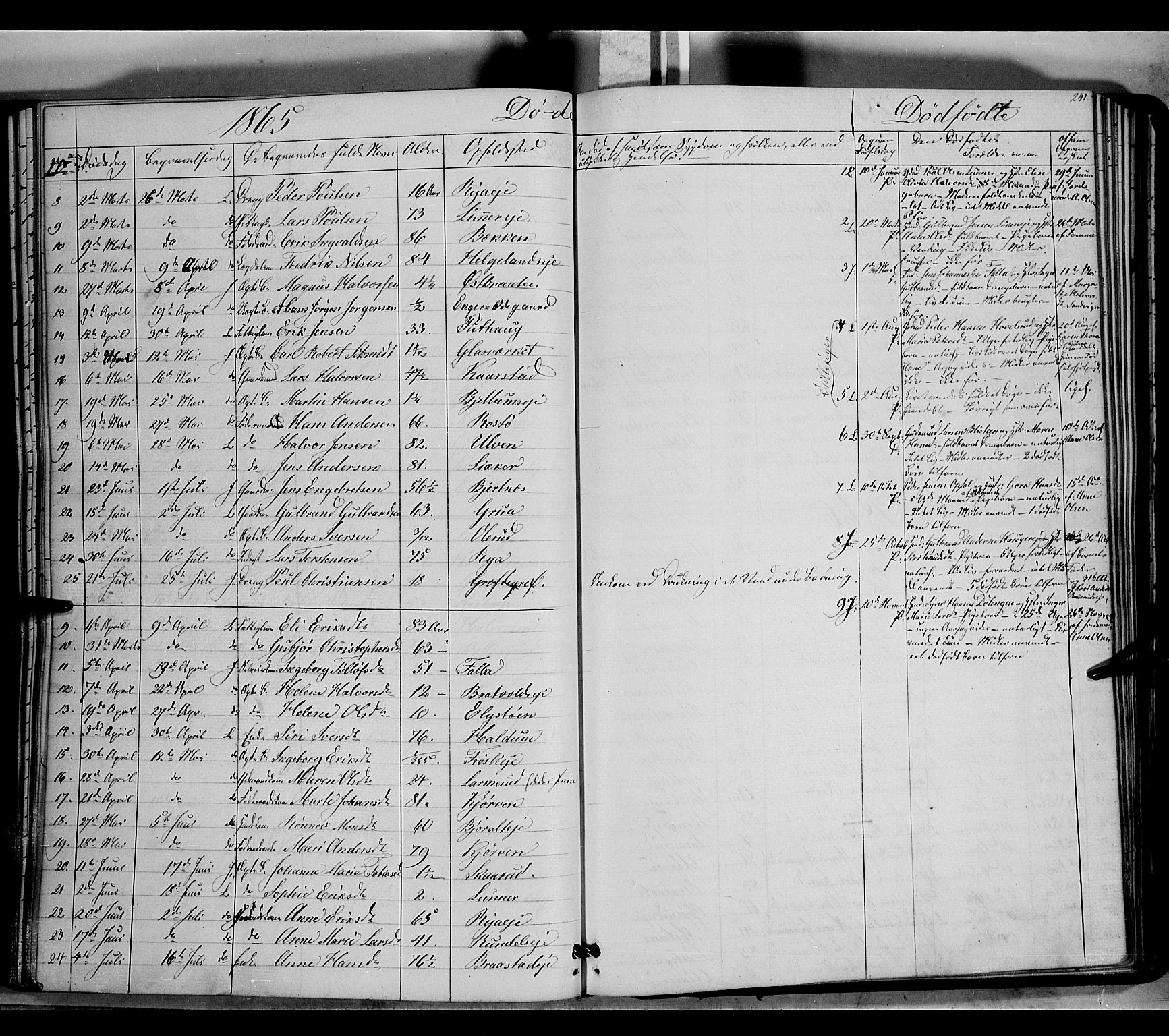 Jevnaker prestekontor, SAH/PREST-116/H/Ha/Haa/L0007: Parish register (official) no. 7, 1858-1876, p. 241