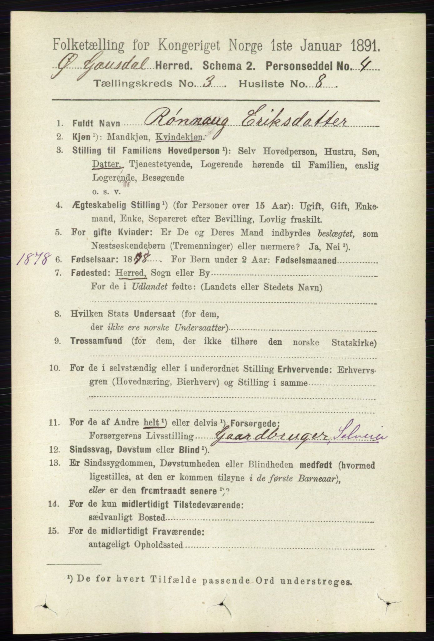 RA, 1891 census for 0522 Østre Gausdal, 1891, p. 1779