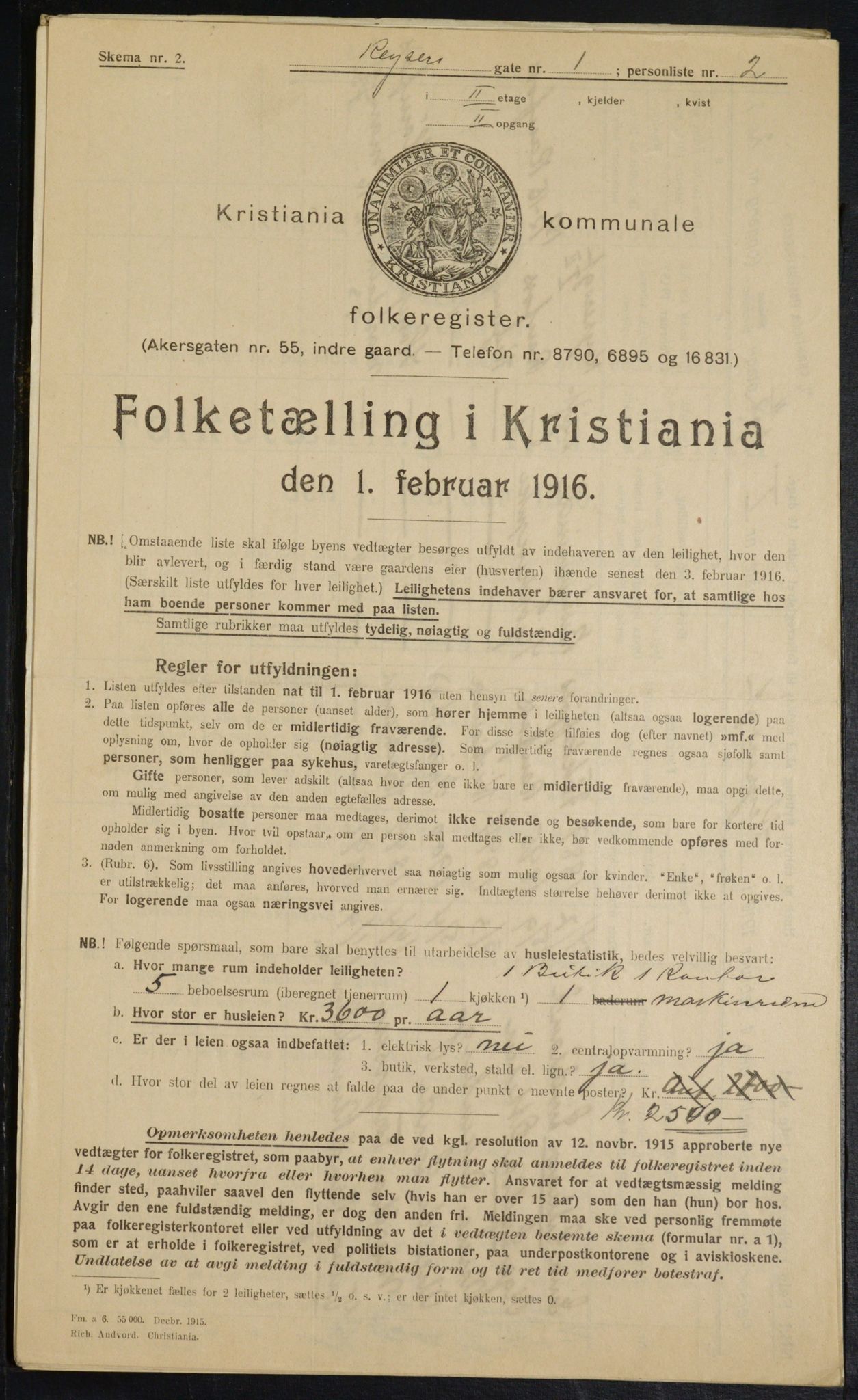 OBA, Municipal Census 1916 for Kristiania, 1916, p. 50232