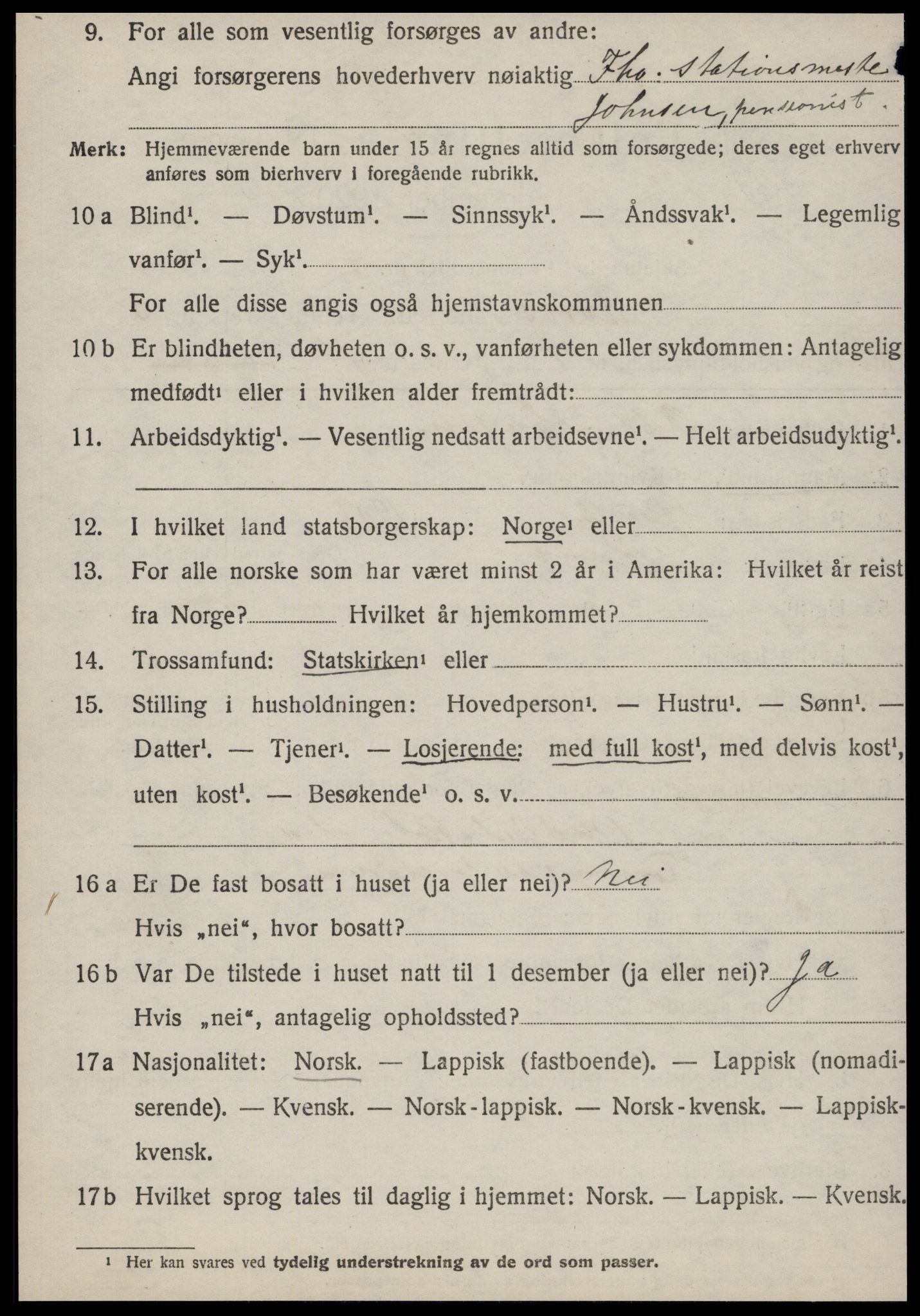 SAT, 1920 census for Røros, 1920, p. 3907