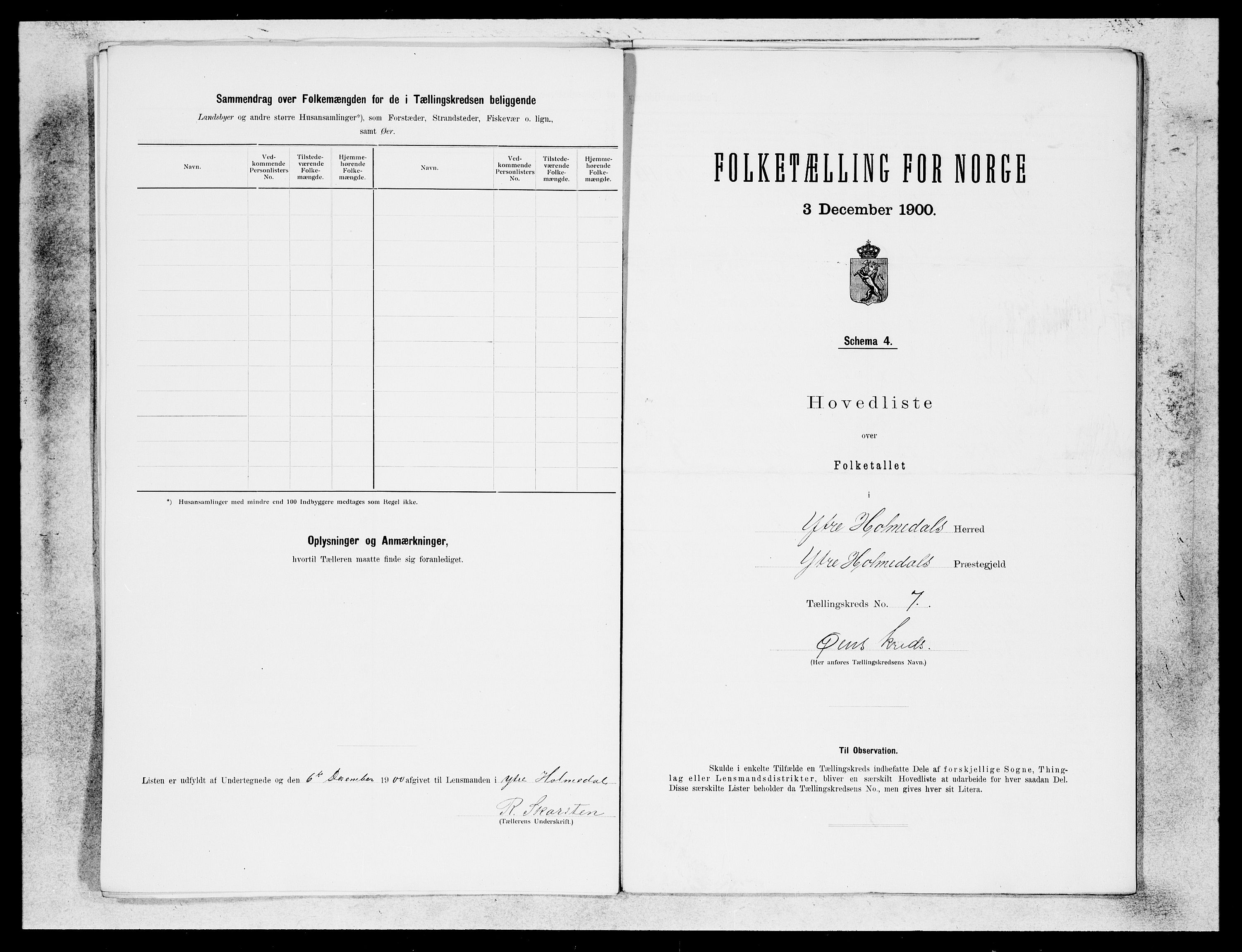 SAB, 1900 census for Ytre Holmedal, 1900, p. 15