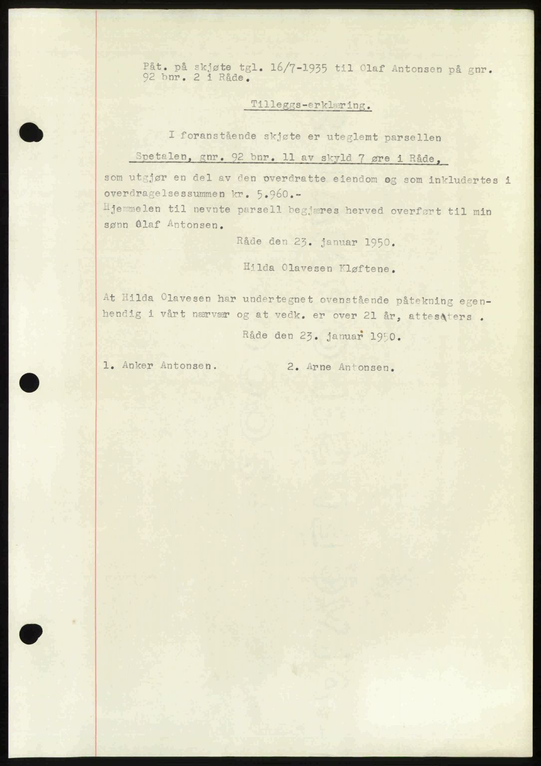 Moss sorenskriveri, SAO/A-10168: Mortgage book no. A25, 1950-1950, Diary no: : 695/1950