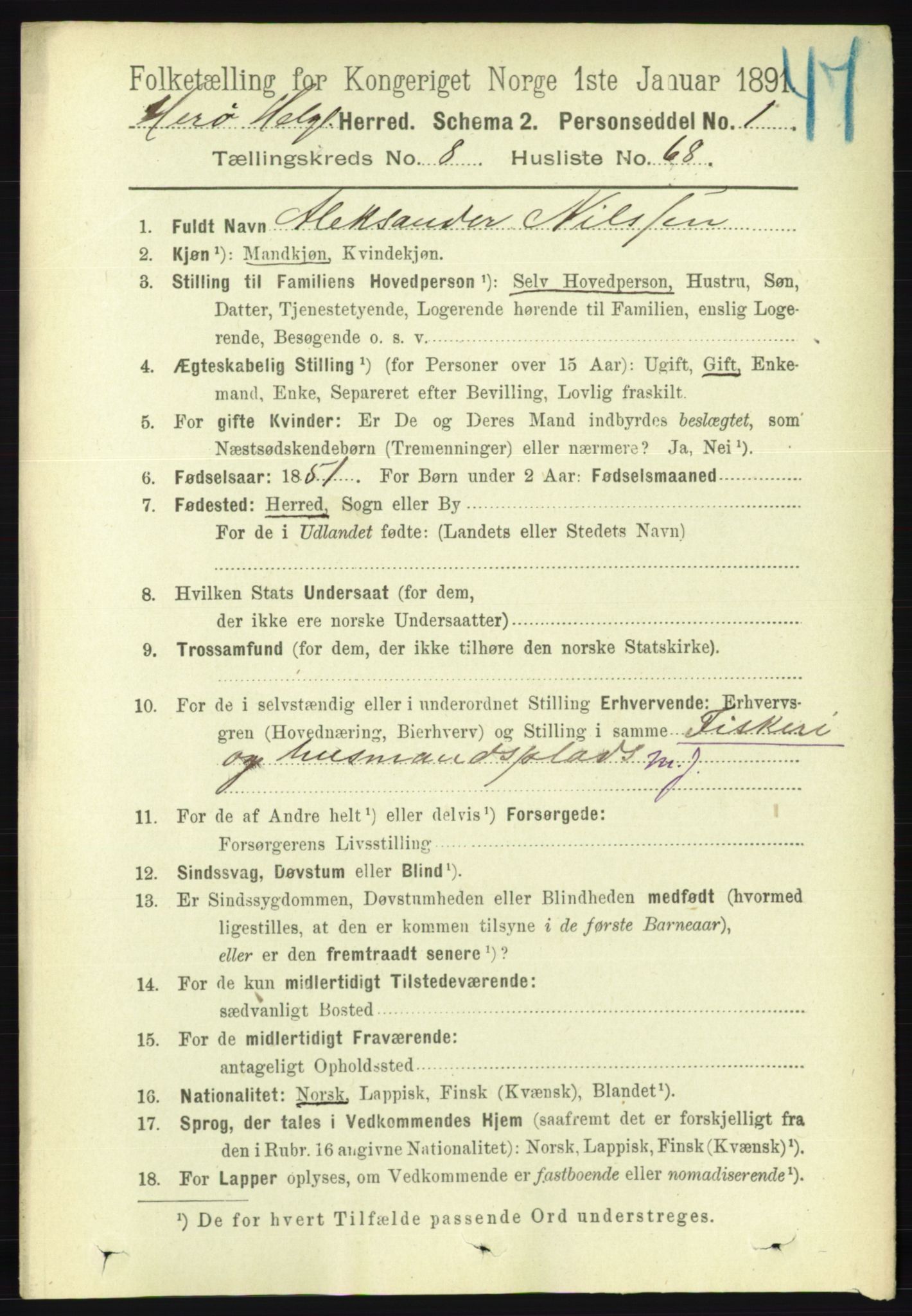 RA, 1891 census for 1818 Herøy, 1891, p. 3075