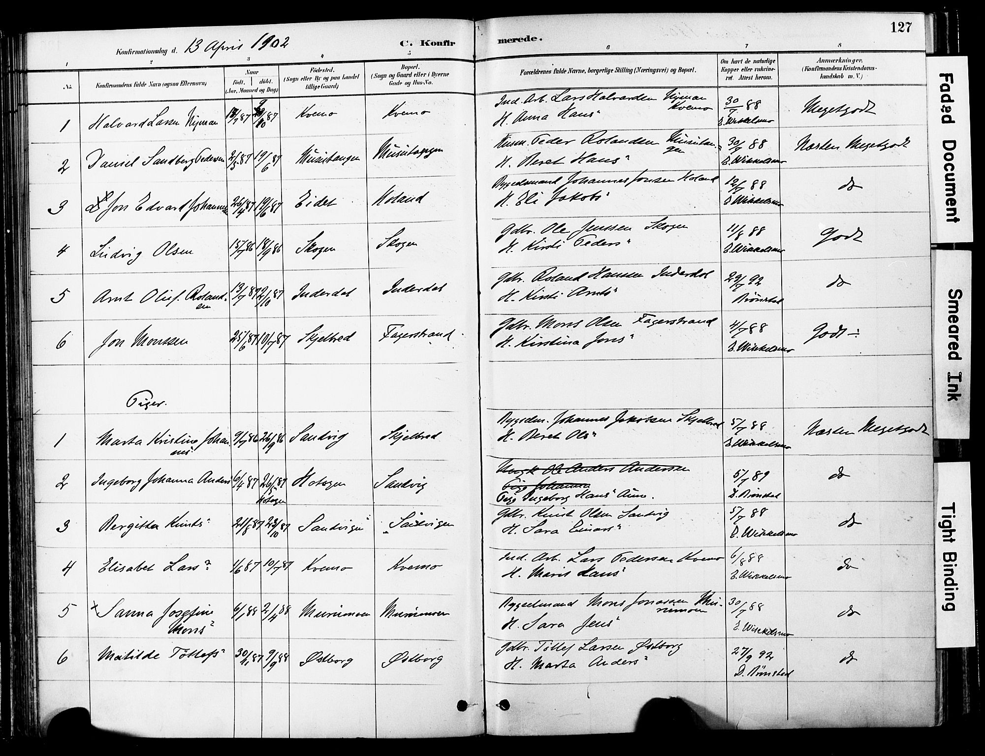 Ministerialprotokoller, klokkerbøker og fødselsregistre - Nord-Trøndelag, SAT/A-1458/755/L0494: Parish register (official) no. 755A03, 1882-1902, p. 127